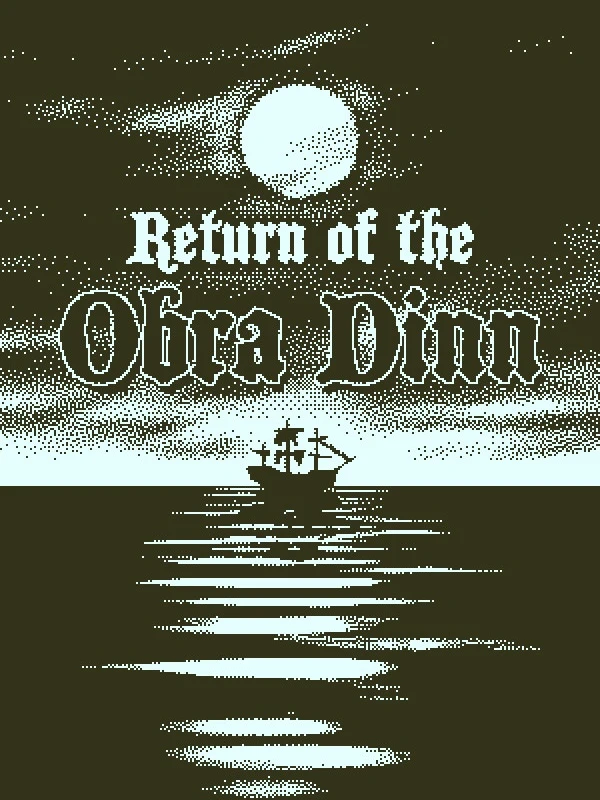 Official monochrome Return of the Obra Dinn cover with a ship beneath the native title.