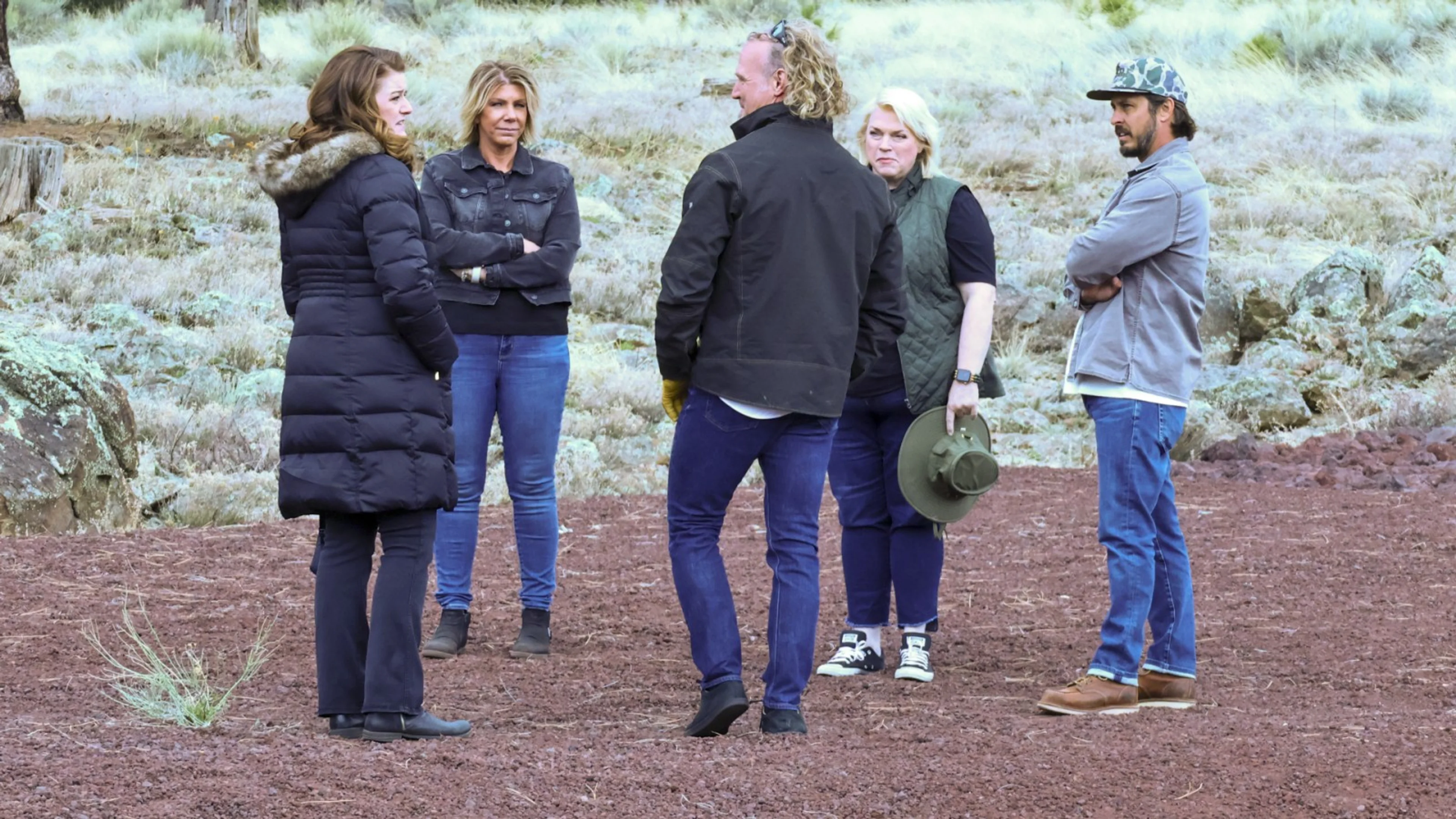 Robyn, Meri, Kody, and Janelle Brown stand with realtor Justin at Coyote Pass.
