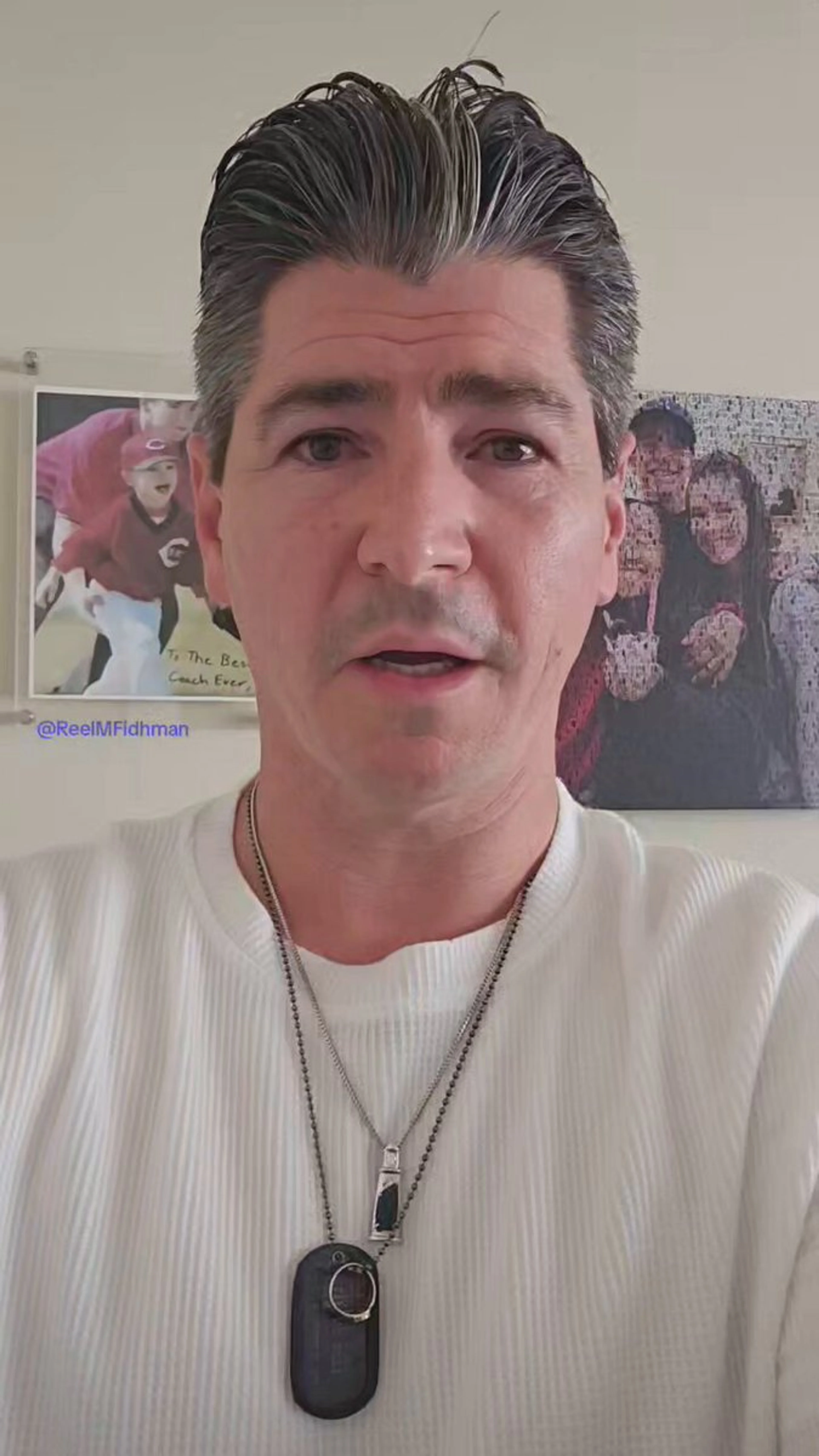 Michael Fishman looks into the camera in his video response posted on X.