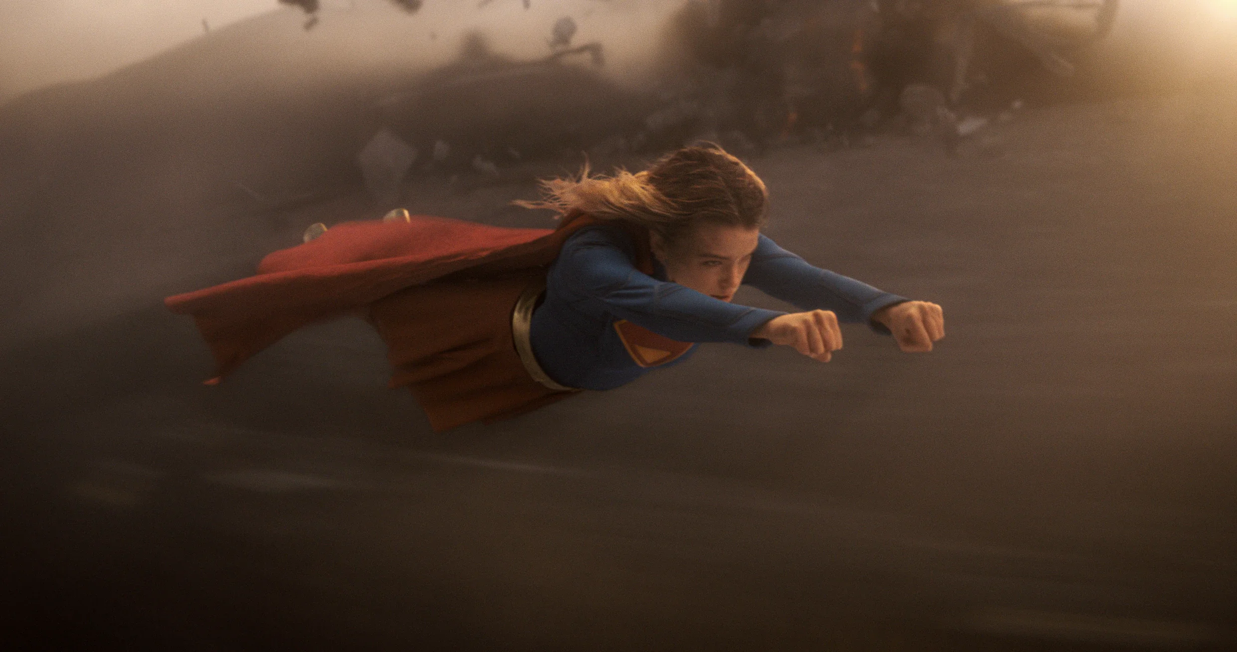 Milly Alcock as Kara and Eve Ridley as Ruthye in an official Supergirl still.