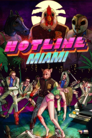 Official Hotline Miami portrait cover showing masked figures and the native game title.