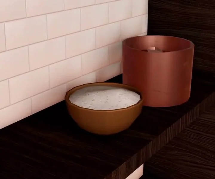 Sugar bowl on a shelf inside the DTI Cooking Show set.