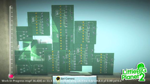 A large connected circuit with a 13 plus 3 equals 16 result in LittleBigPlanet 2's early creation tools.