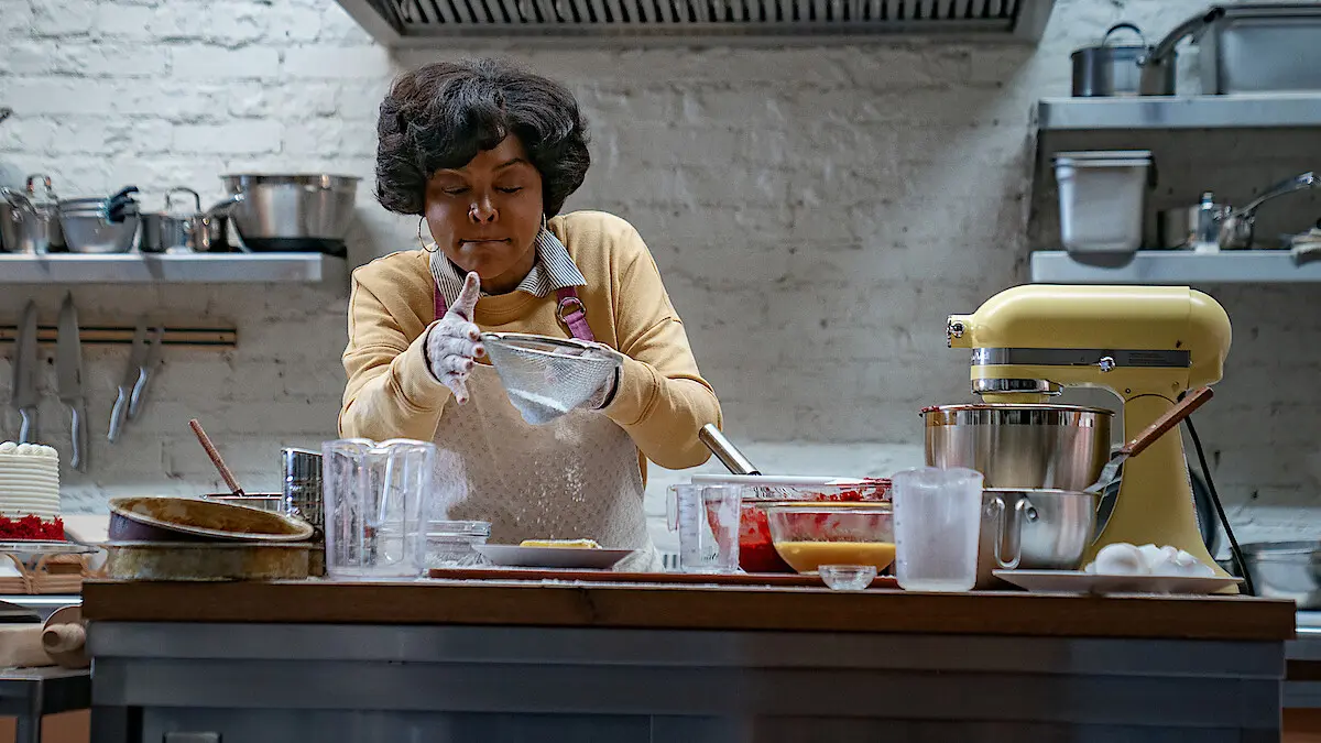Taraji P. Henson prepares food in a bakery kitchen in Give Me Some Sugah.