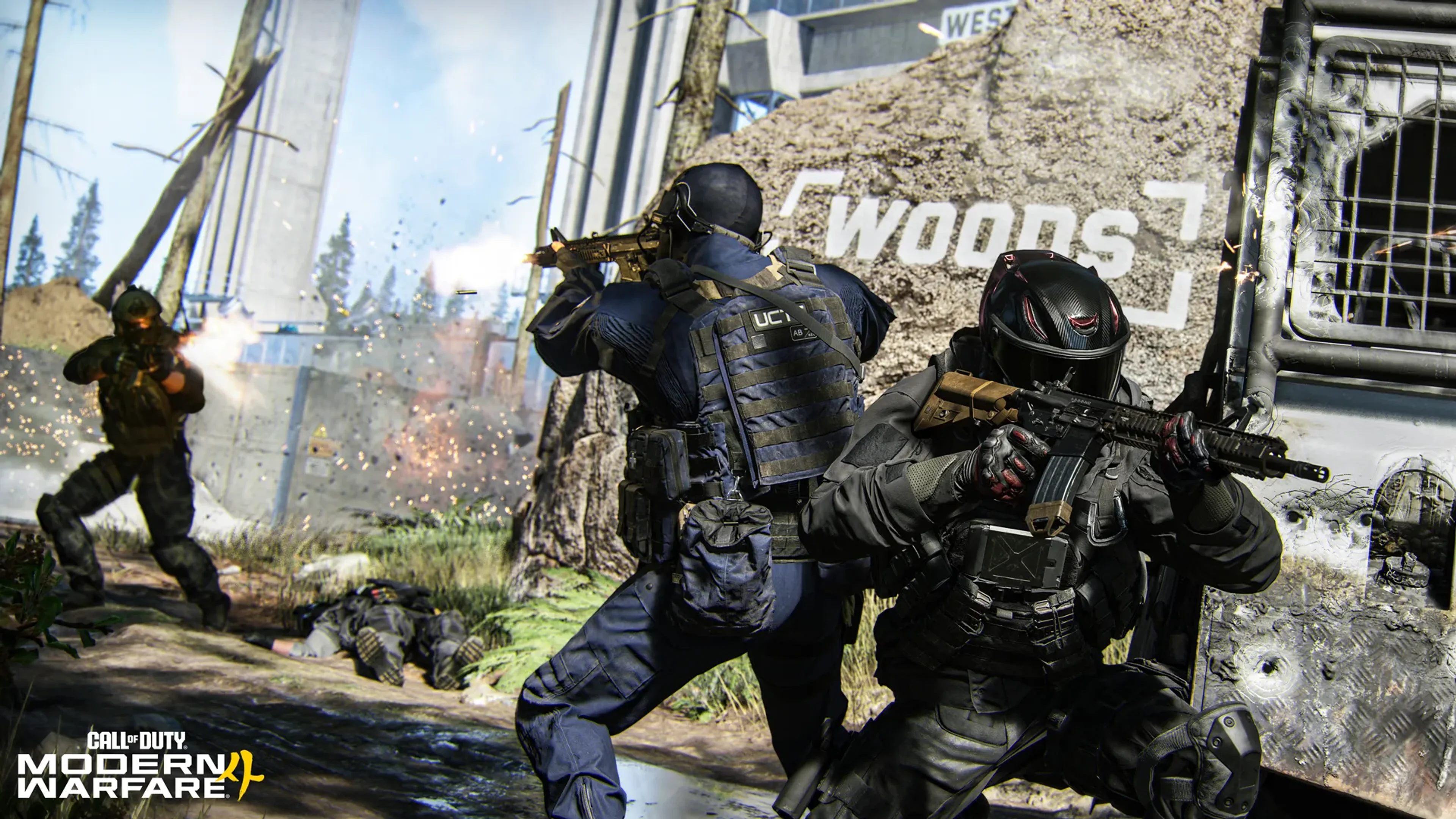 Modern Warfare 4 operators take cover during an official multiplayer scene.