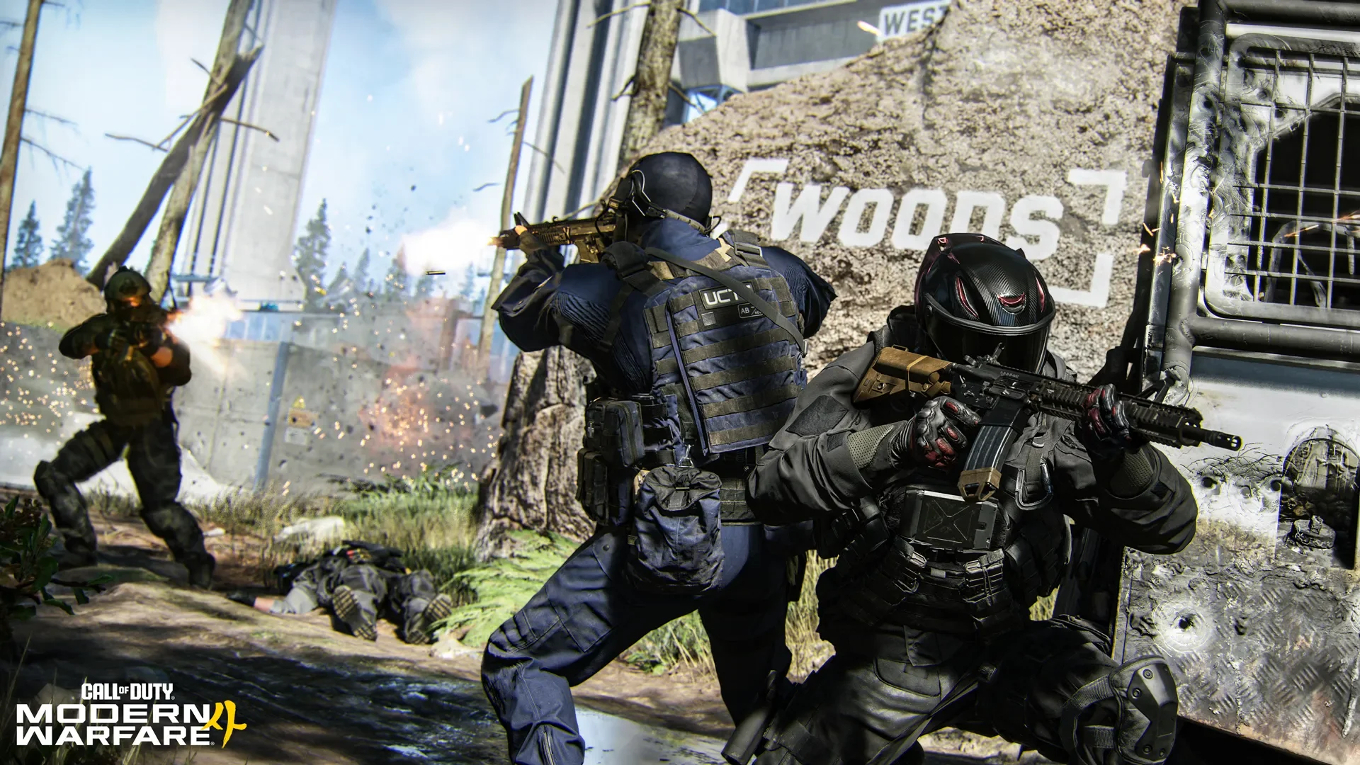 Modern Warfare 4 operators take cover during an official multiplayer scene.