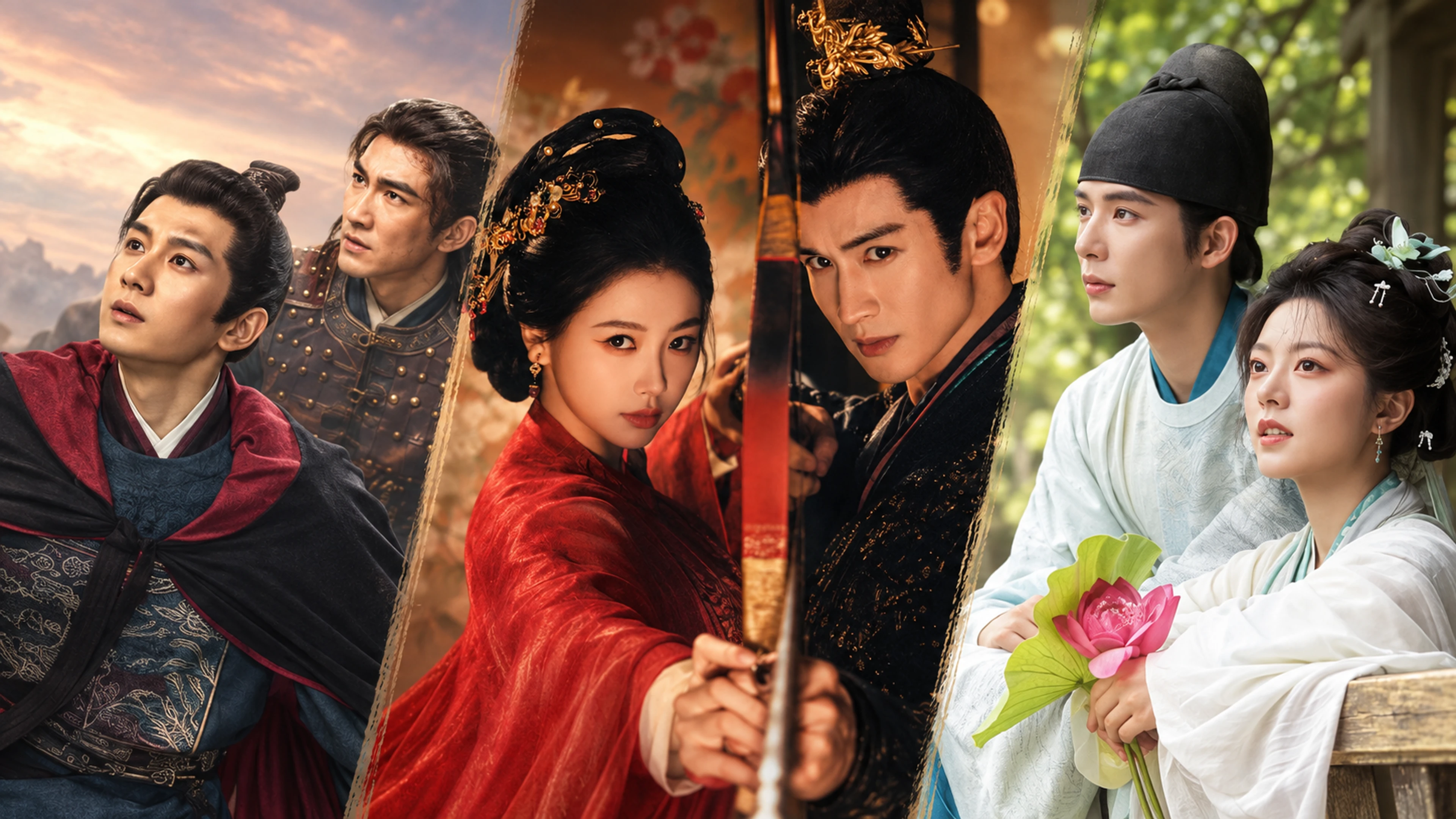 Editorial triptych of three upcoming Chinese dramas: River of No Return, Yun Chu Ling and A Journey to Glow.