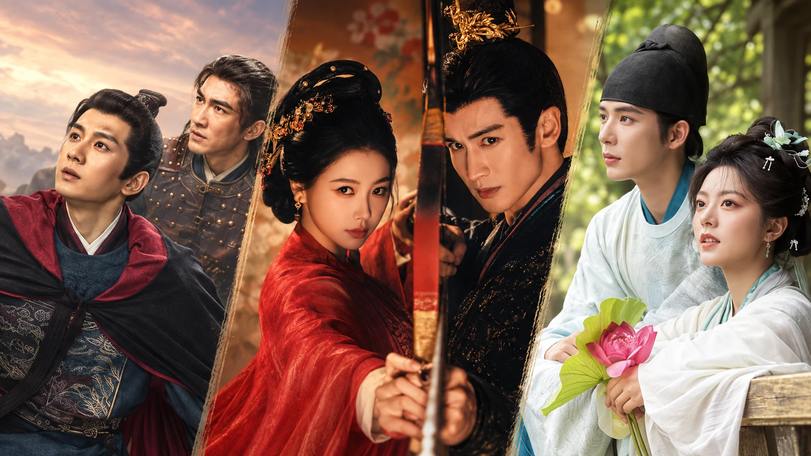 Editorial triptych of three upcoming Chinese dramas: River of No Return, Yun Chu Ling and A Journey to Glow.