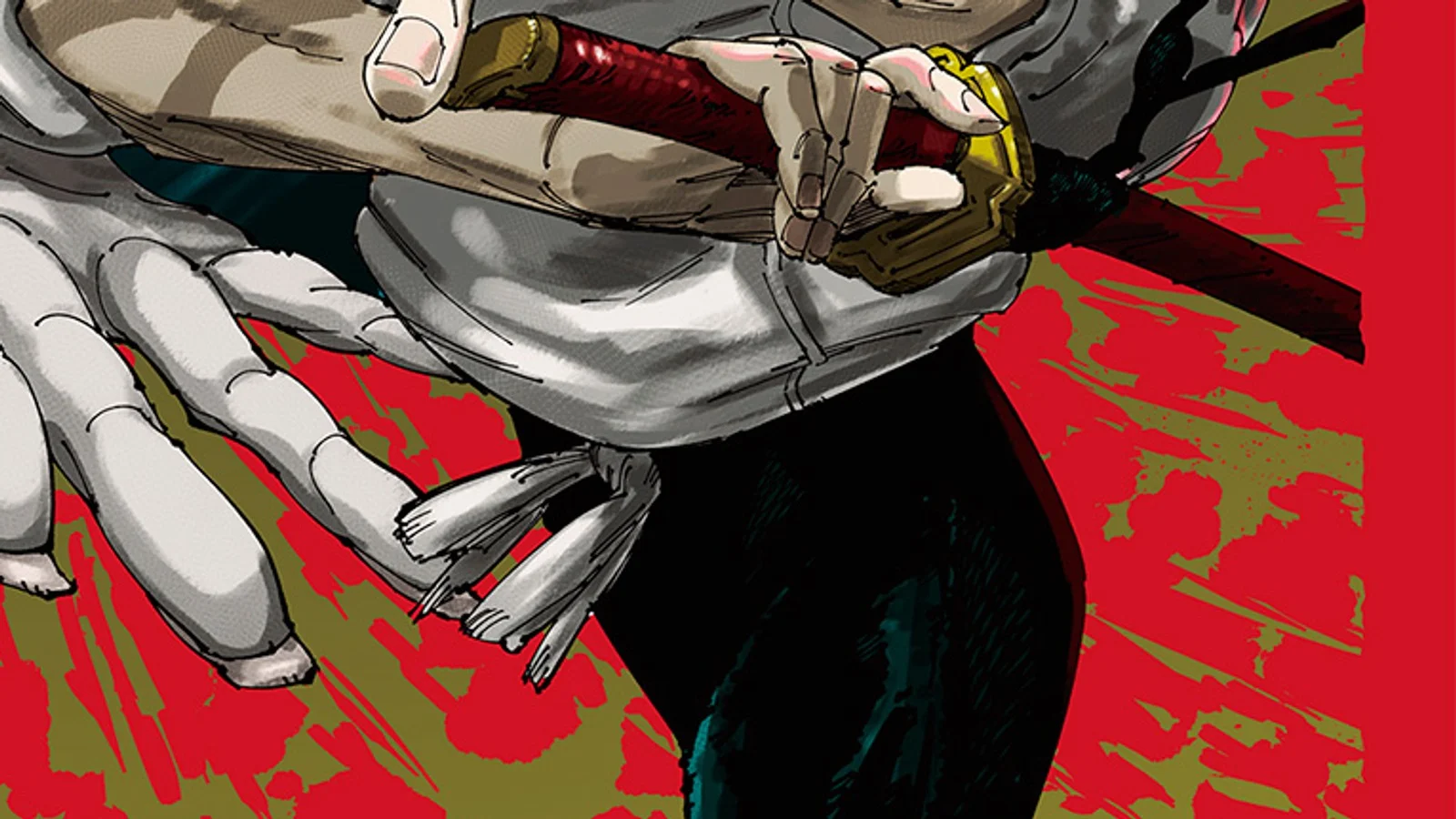 Yuji’s hand and sword fill a clean crop from the Jujutsu Kaisen final exhibition visual.