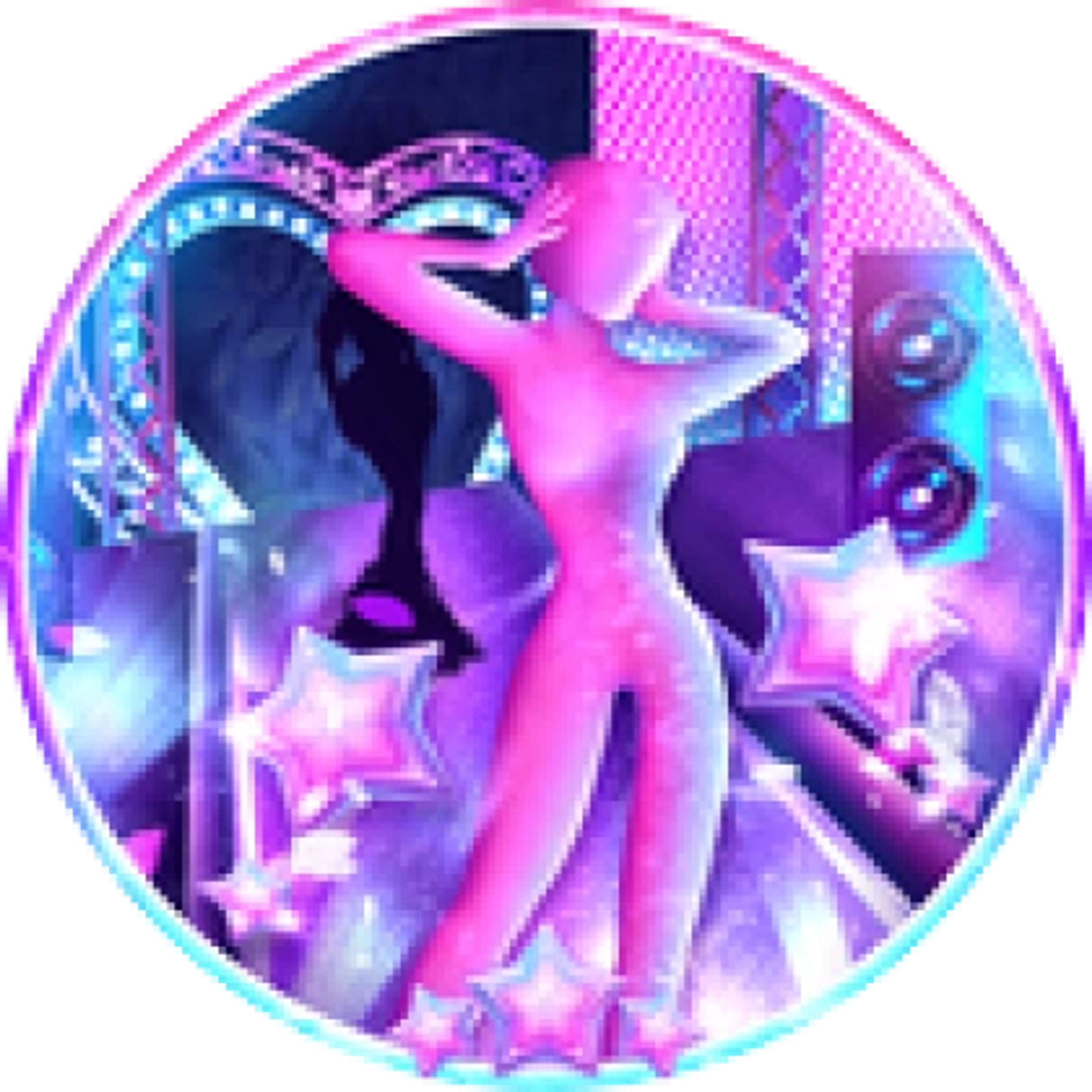 Circular pink and blue Style Showdown Winner badge icon from Dress To Impress.