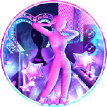 Circular pink and blue Style Showdown Winner badge icon from Dress To Impress.