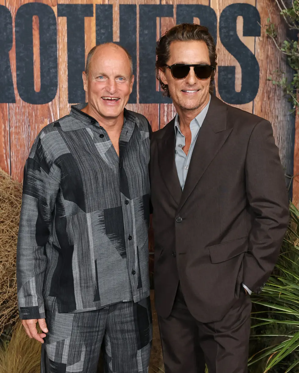 Woody Harrelson and Matthew McConaughey together at the Brothers world premiere at the Hammer Museum.