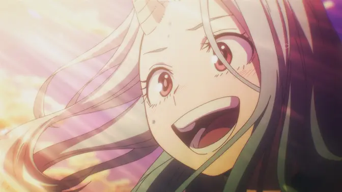 Teenage Eri smiles in an official My Hero Academia I am a hero too still.