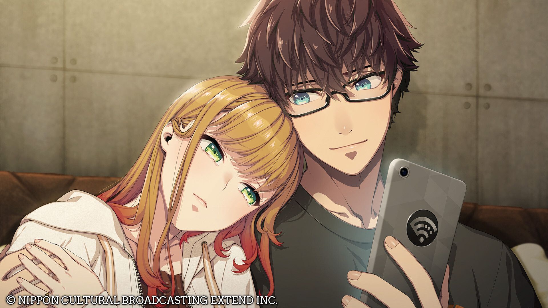 Teuta leans beside Scarecrow as he holds a phone in BUSTAFELLOWS Season 2.
