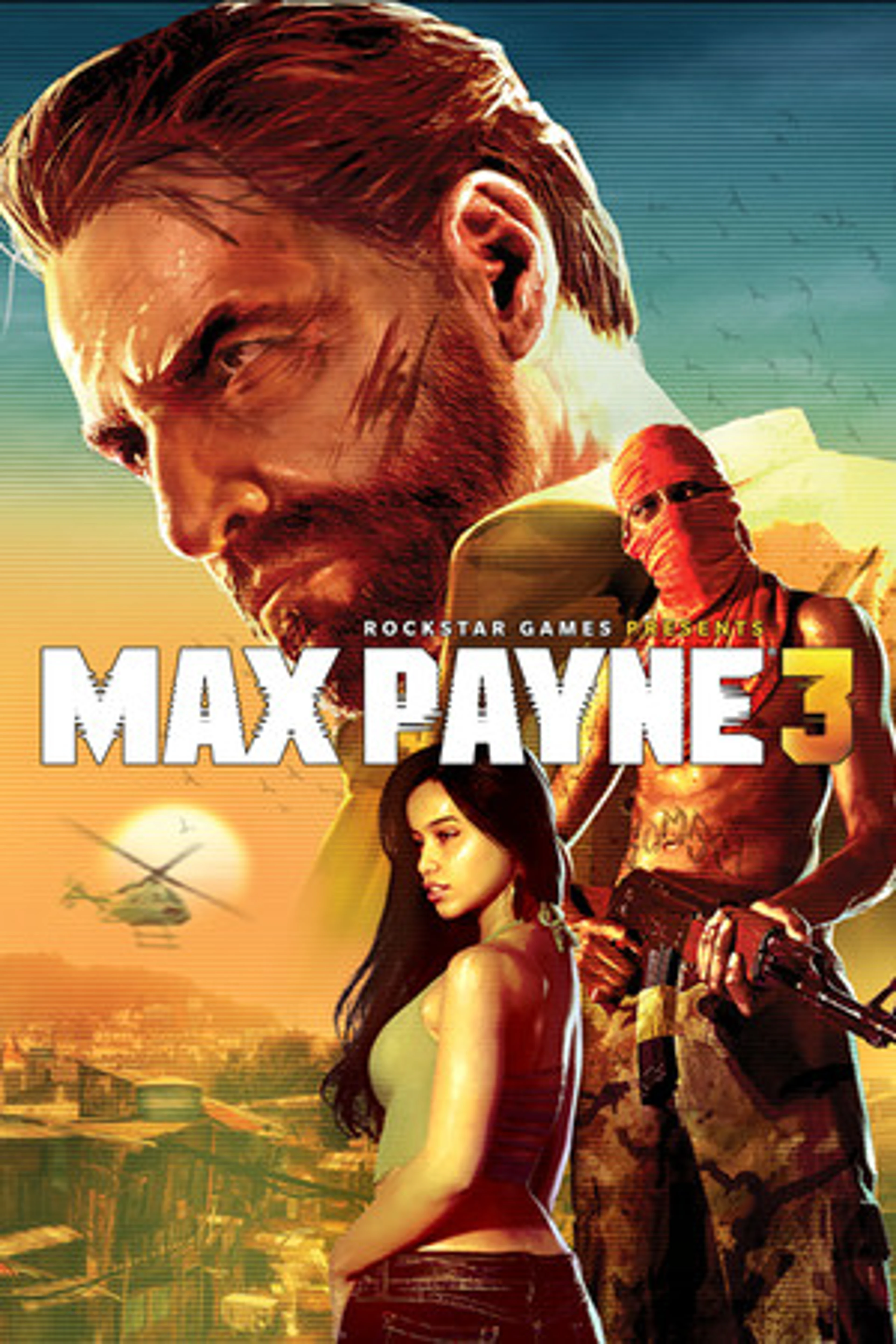 Official Max Payne 3 cover with Max in a colorful shirt holding a pistol and the native game logo.