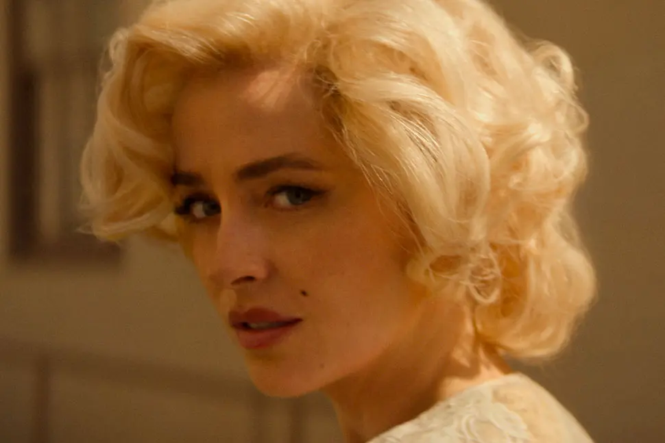 Dakota Johnson as a blonde Marilyn Monroe in Flesh Impact.
