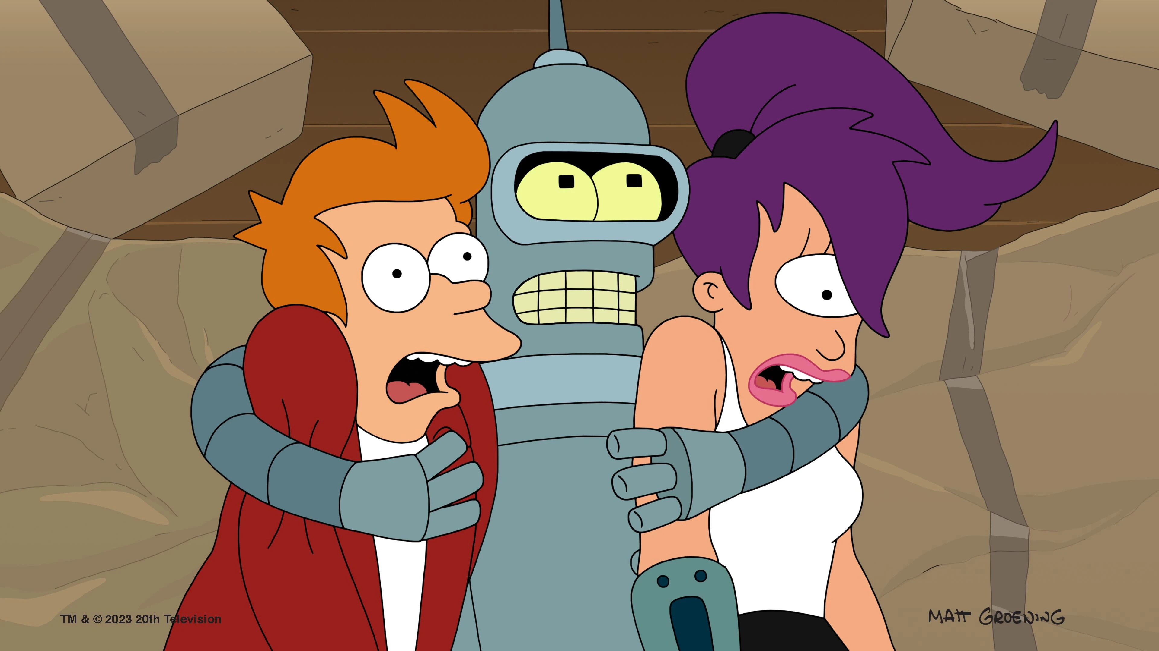 Fry, Leela and Bender appear in official high-resolution Futurama artwork.