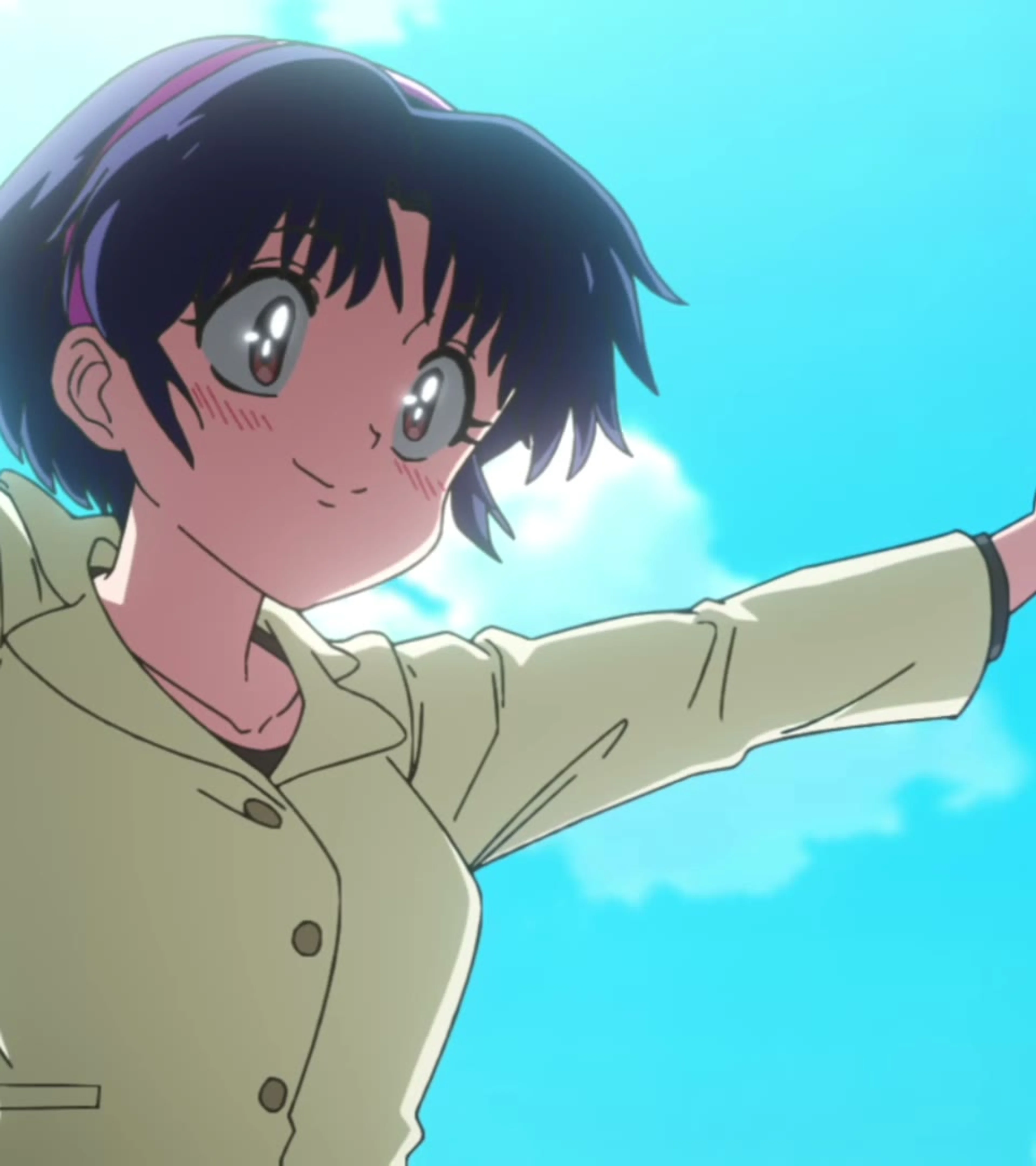 Akane smiles under a clear blue sky in Ranma 1/2 season three.