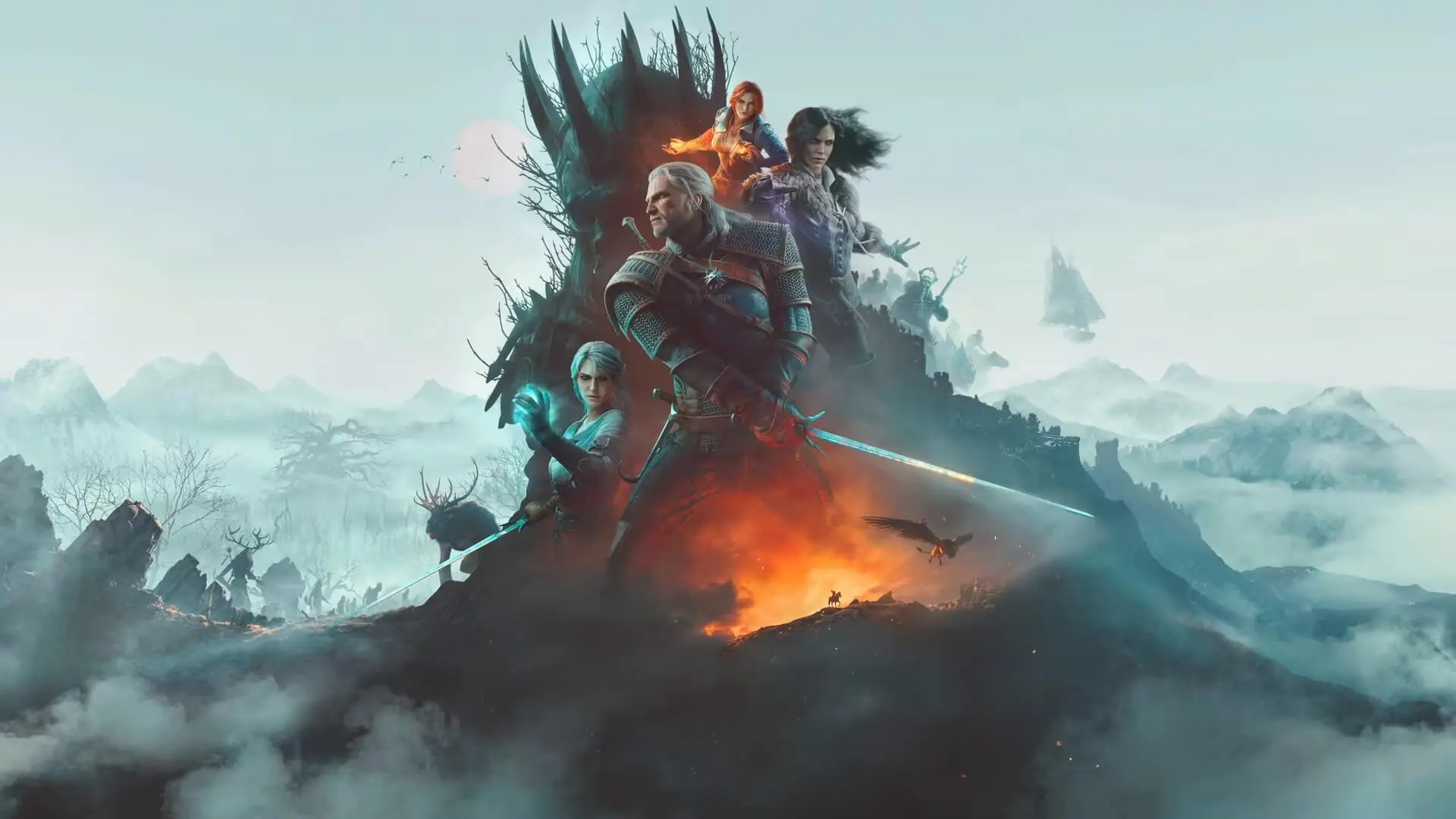 Geralt and other Witcher 3 characters in official Remastered artwork.