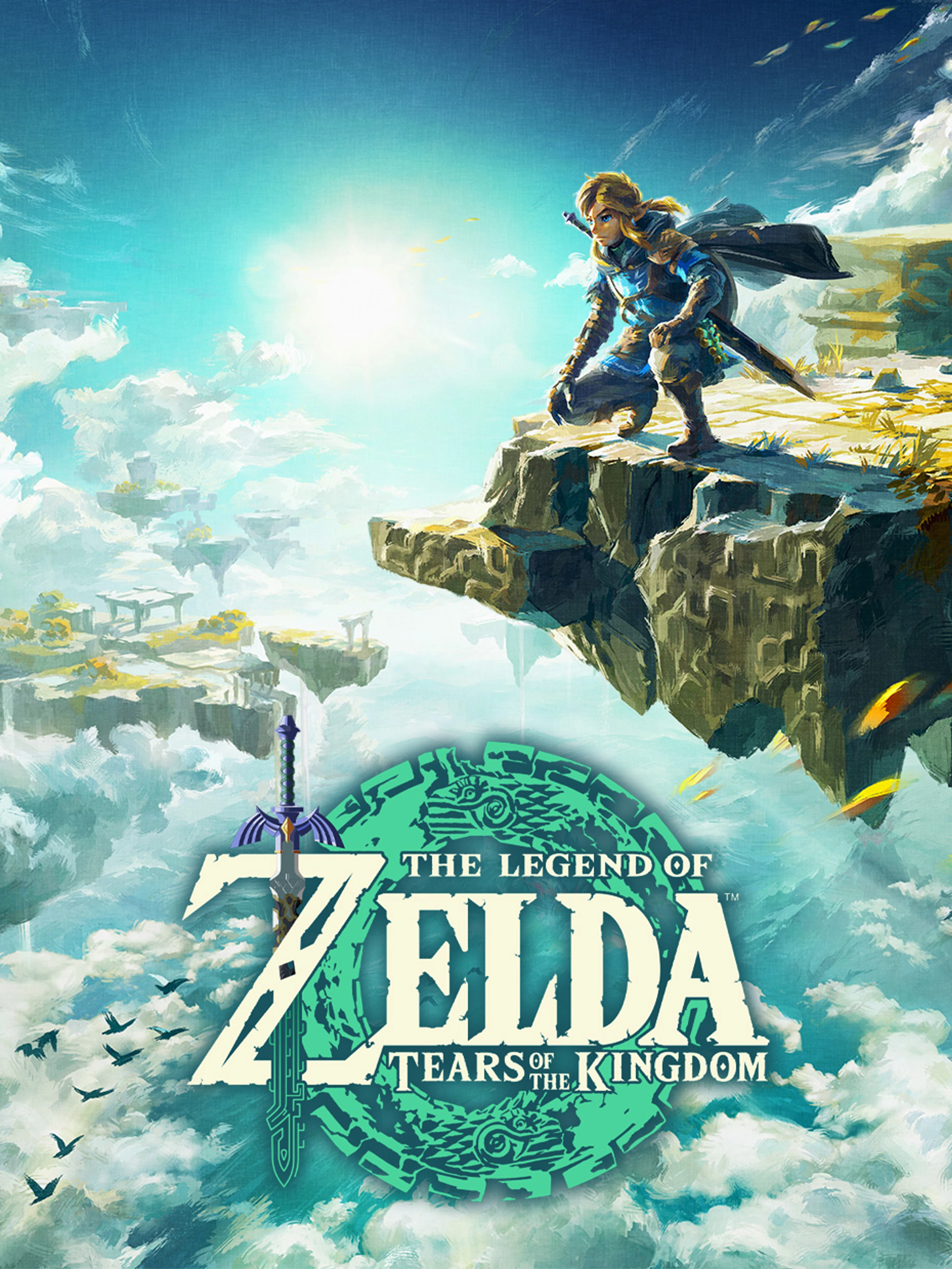 Official Tears of the Kingdom cover showing Link above the clouds with the game logo.