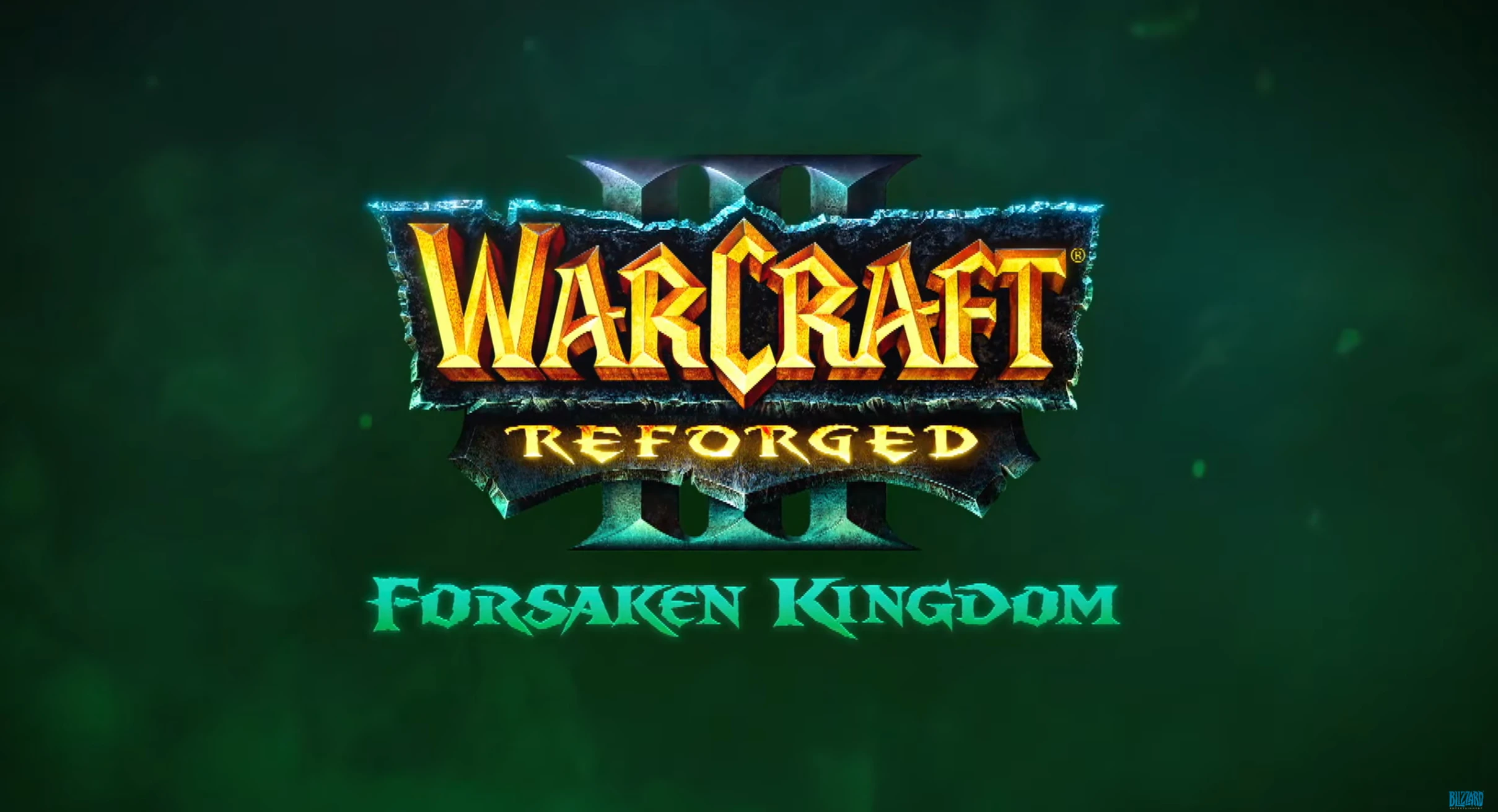Lordaeron burns as troops move through its damaged gate in Warcraft III: Reforged — Forsaken Kingdom.