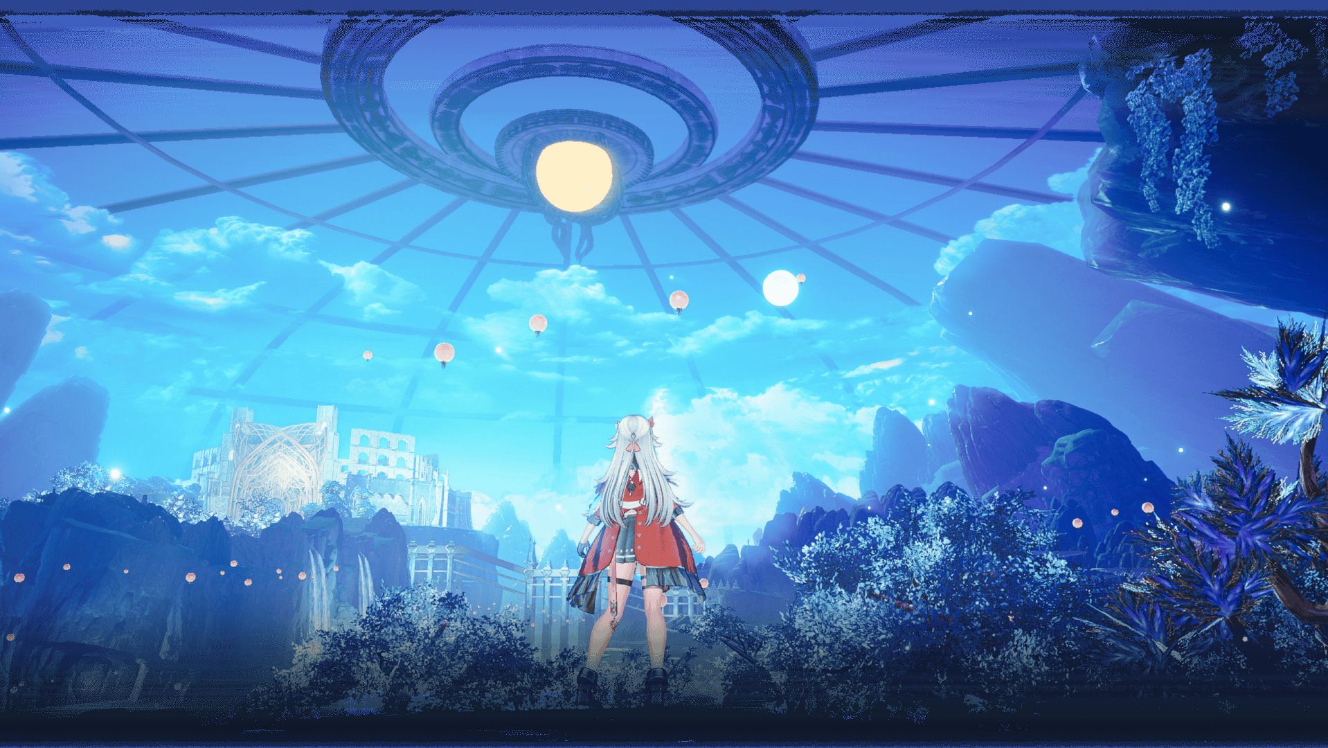 Karia stands beneath a vast circular structure in the hidden underground world.