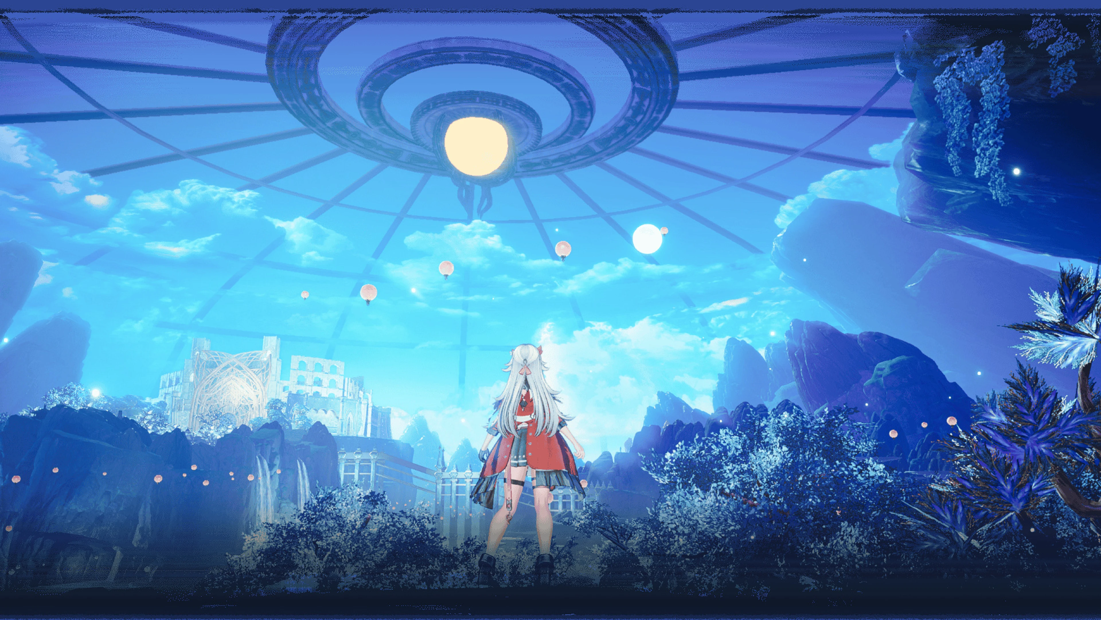 Karia stands beneath a vast circular structure in the hidden underground world.