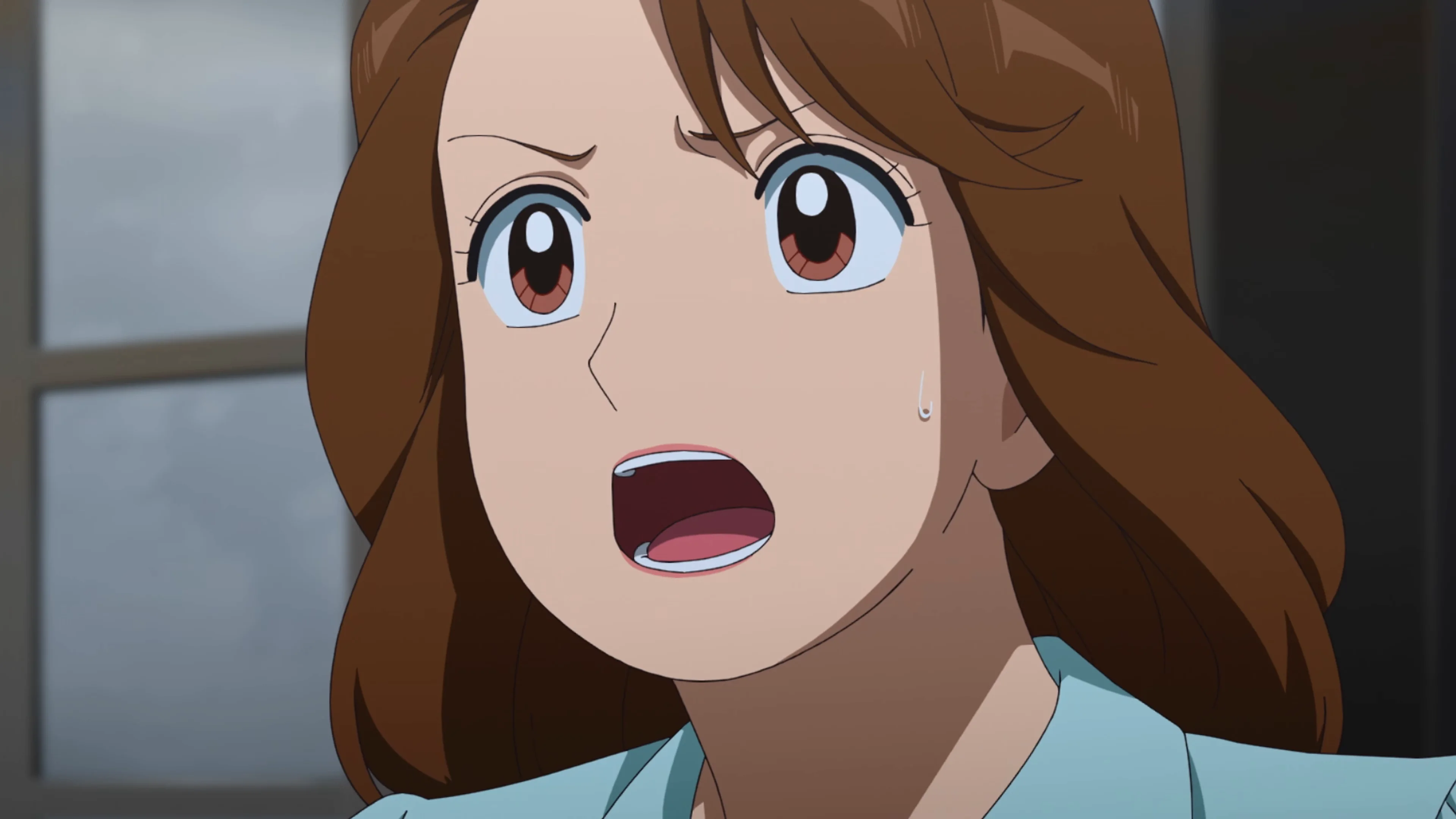 Yuko Kurita reacts with surprise in Shin Oishinbo.