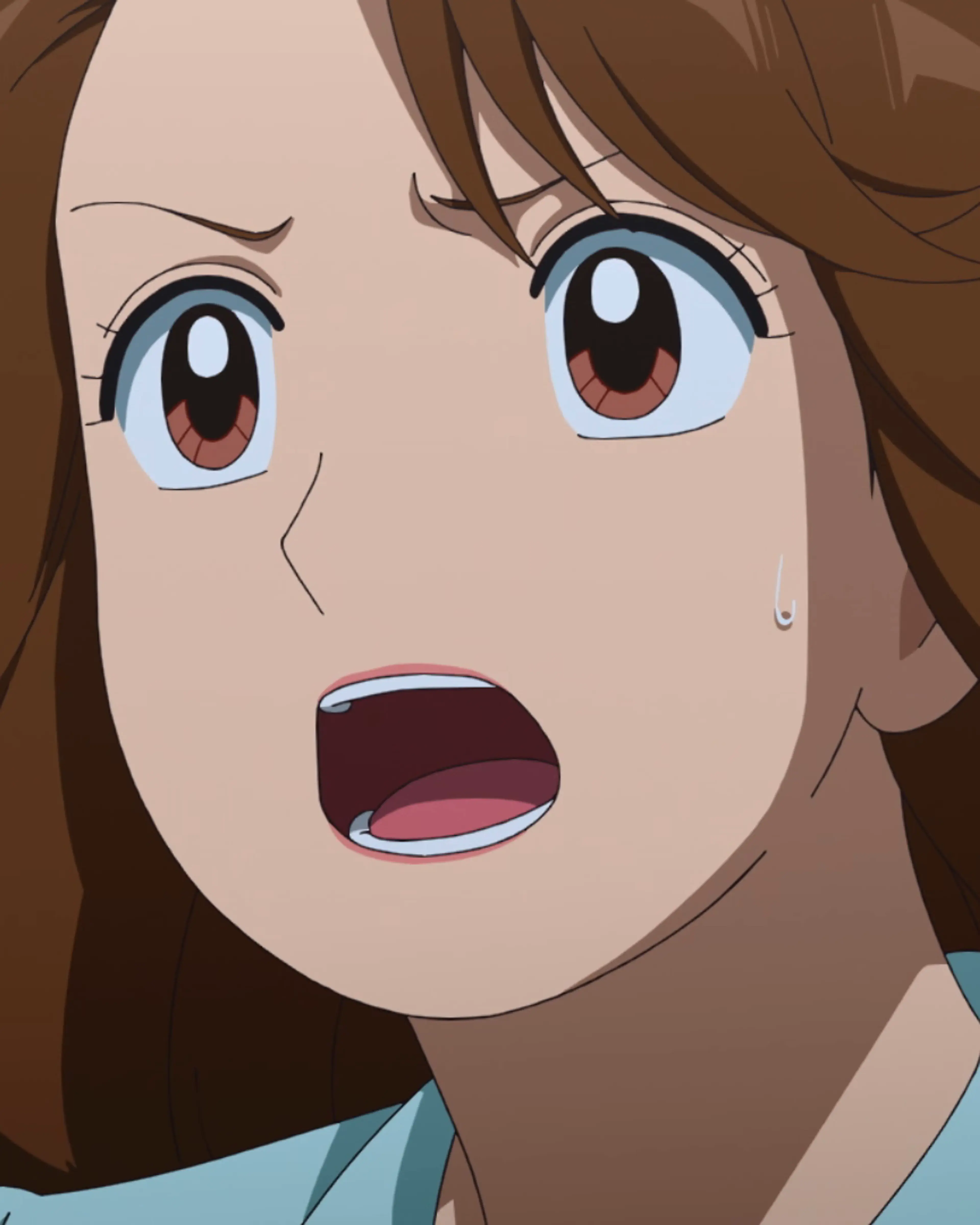 Yuko Kurita reacts with surprise in Shin Oishinbo.