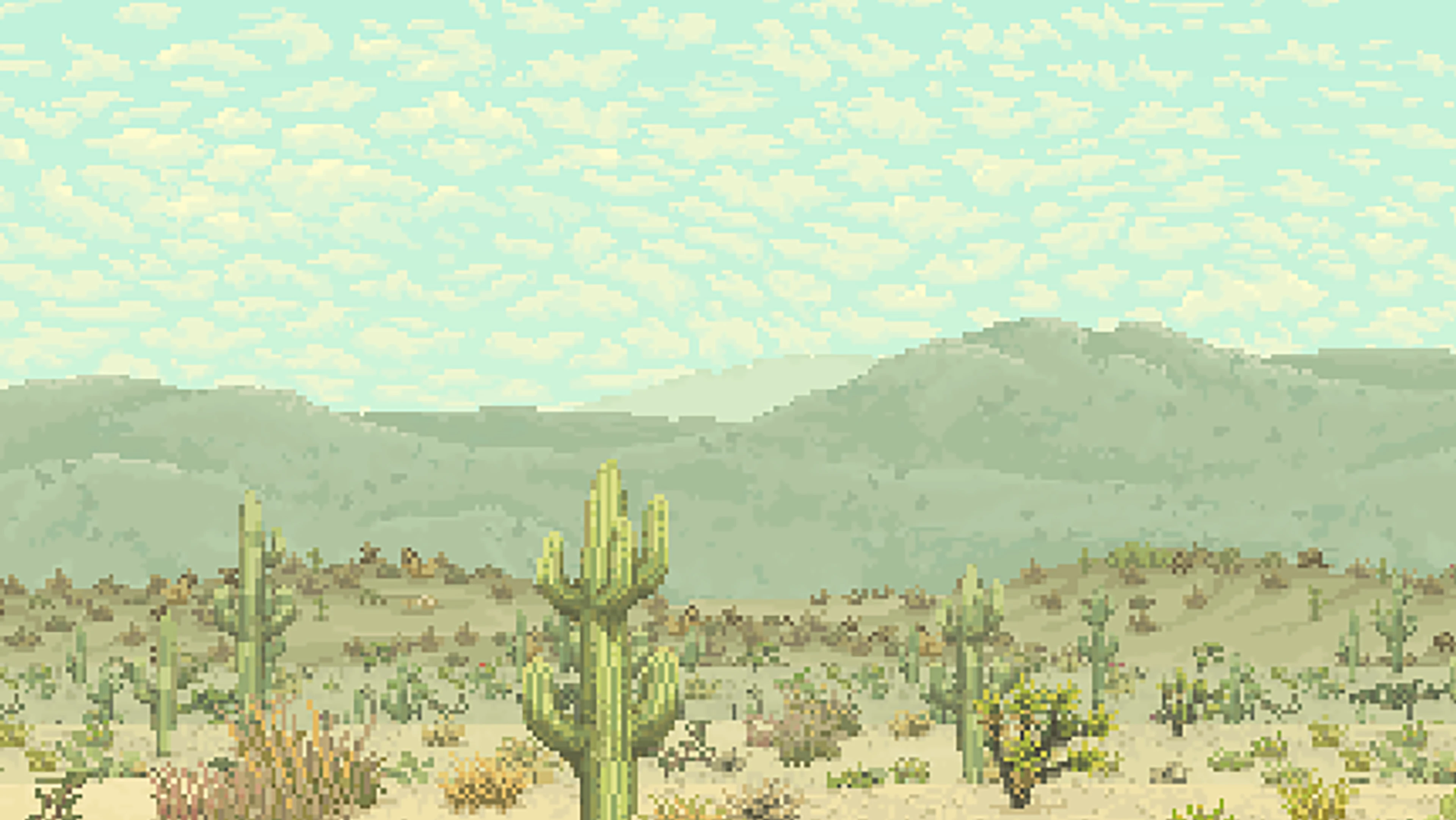 Pixel-art desert landscape from Keep Driving.