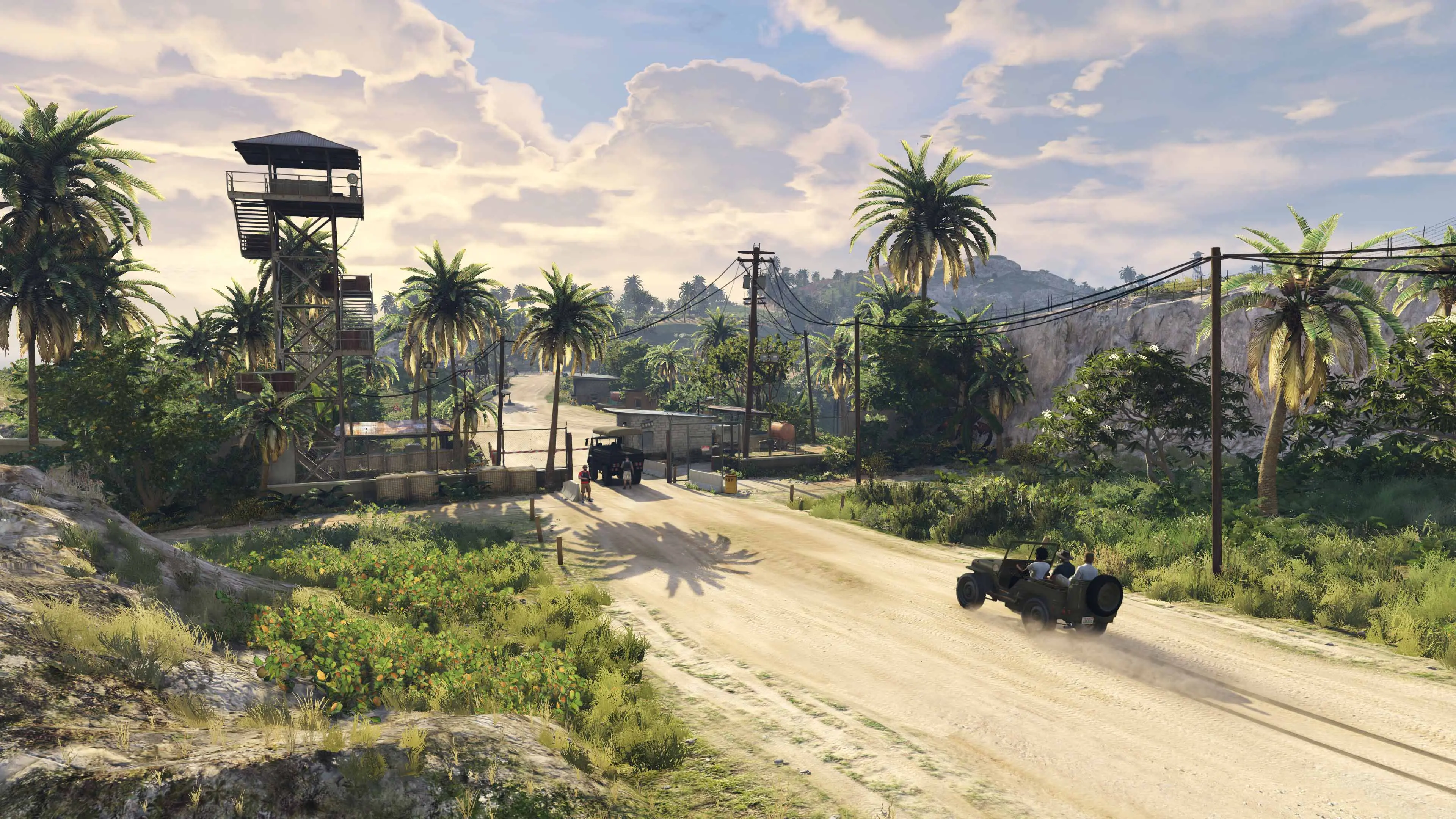The Cayo Perico island compound and checkpoint in GTA Online.