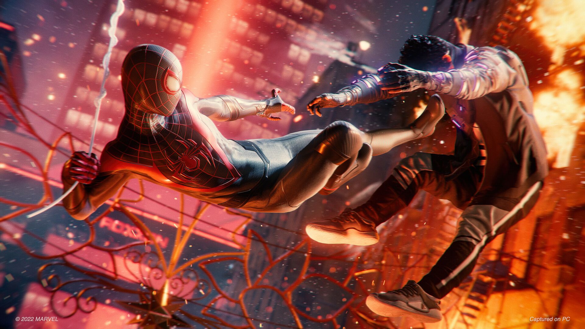 Miles strikes an enemy with a bright bio-electric Venom burst.