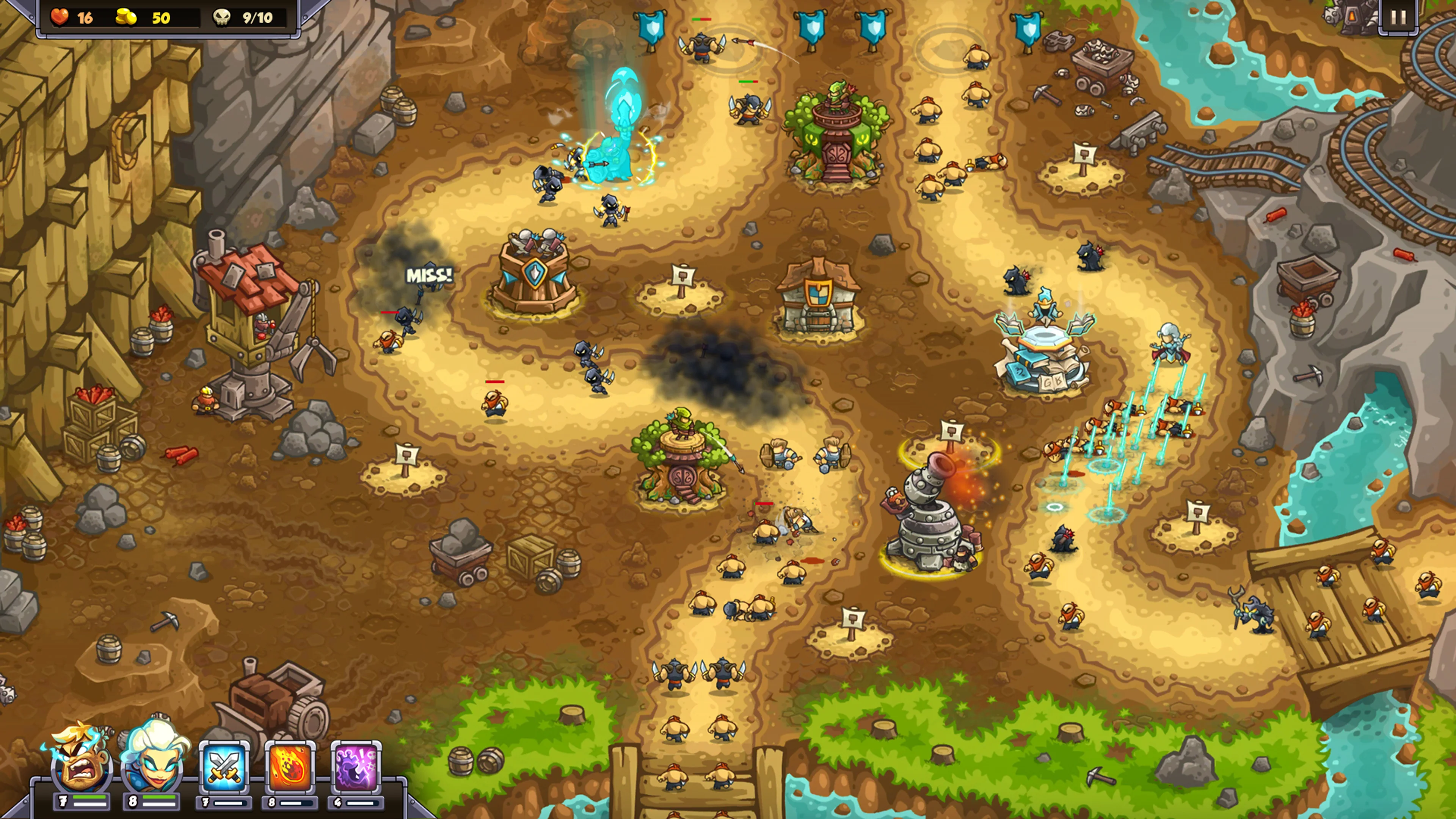 Official Kingdom Rush 6: Genesis gameplay screenshot 4, showing a tower-defense battlefield.