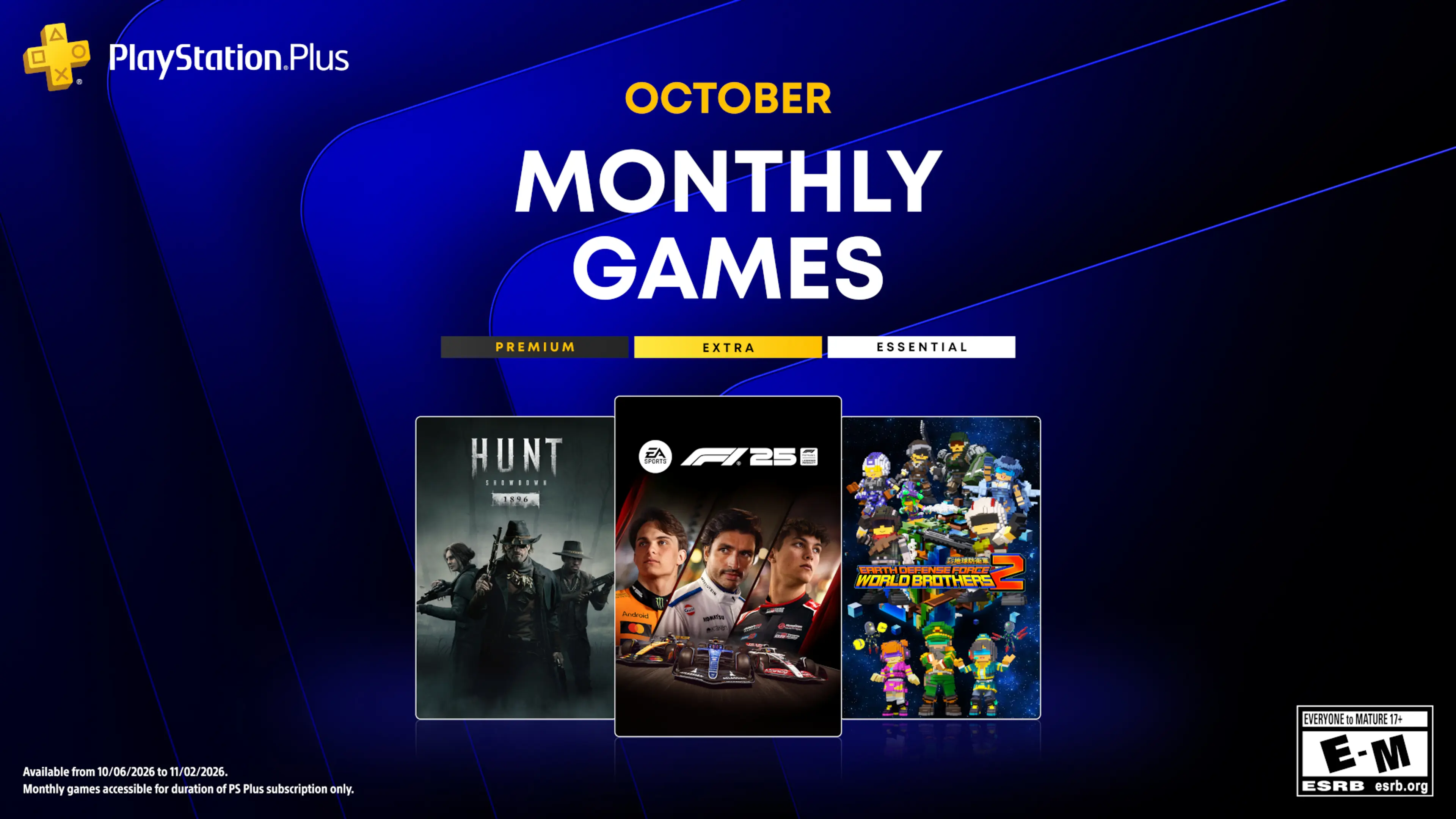 PlayStation Plus October lineup with F1 25, Hunt Showdown 1896 and EDF World Brothers 2.