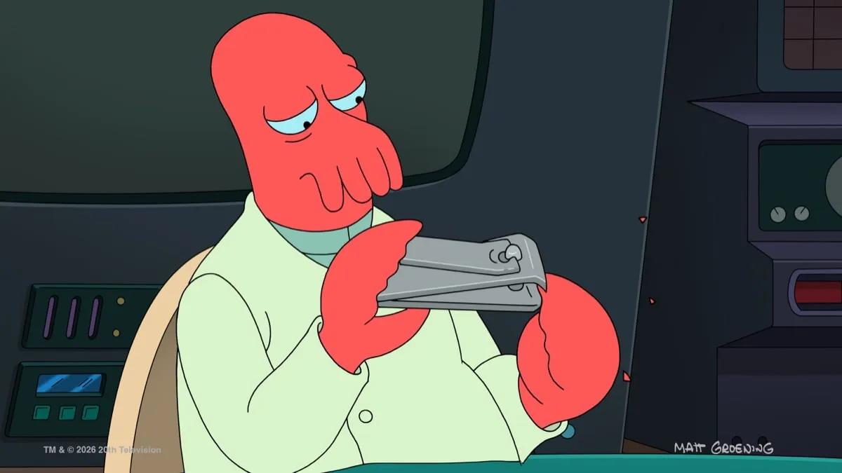 Dr. Zoidberg appears in a close-up from the season 14 finale.