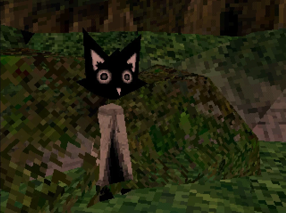 A pale, long-necked creature peers through dense foliage in Fatum Betula.