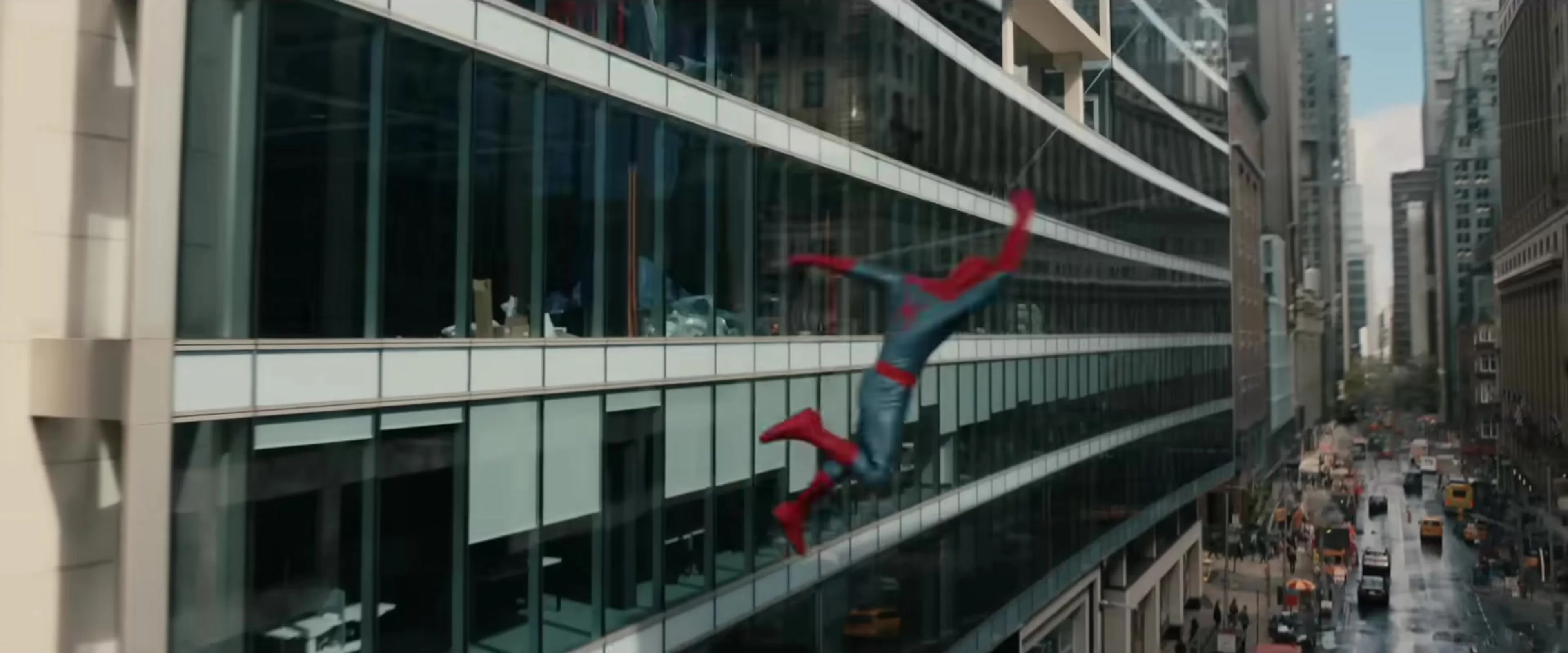Spider-Man moves through the city in an action scene from Spider-Man: Brand New Day.