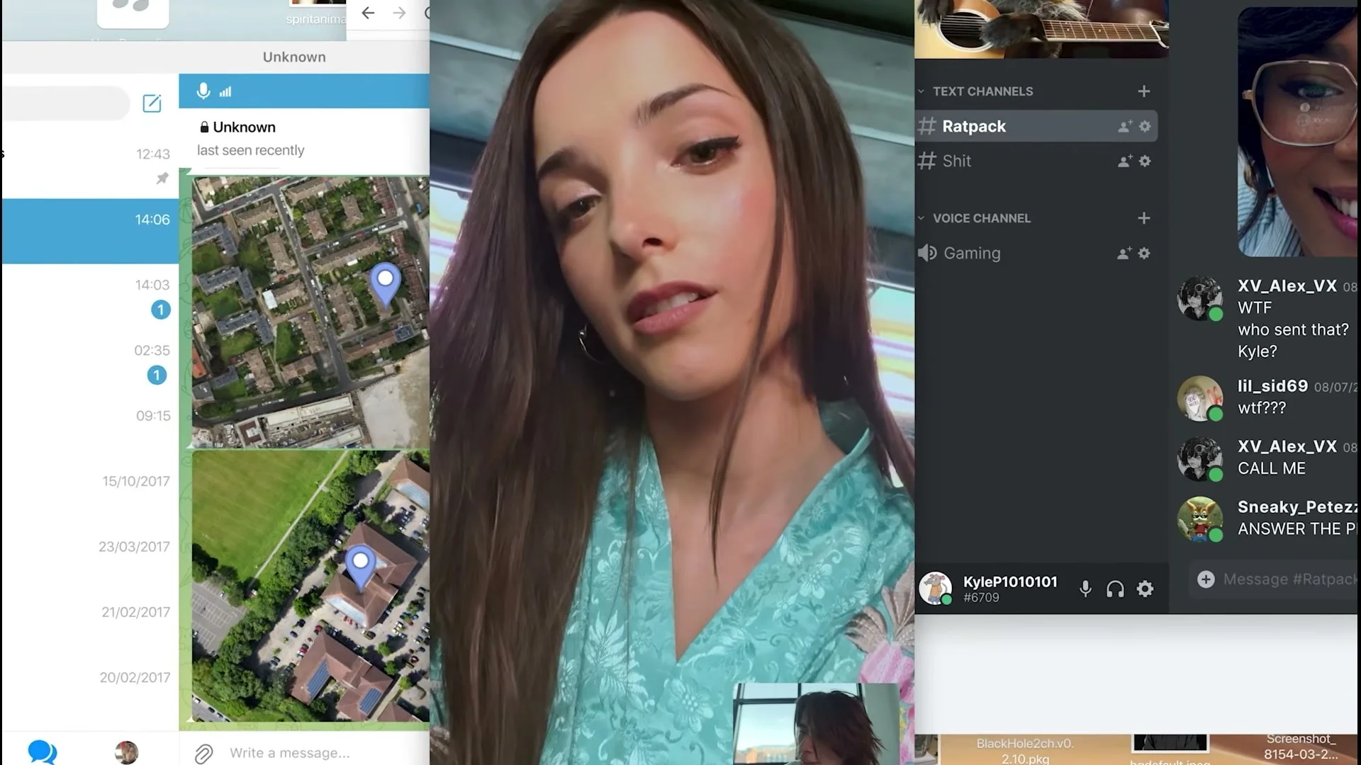 Lindsey appears in a large video-call window alongside a map and smaller chat windows.