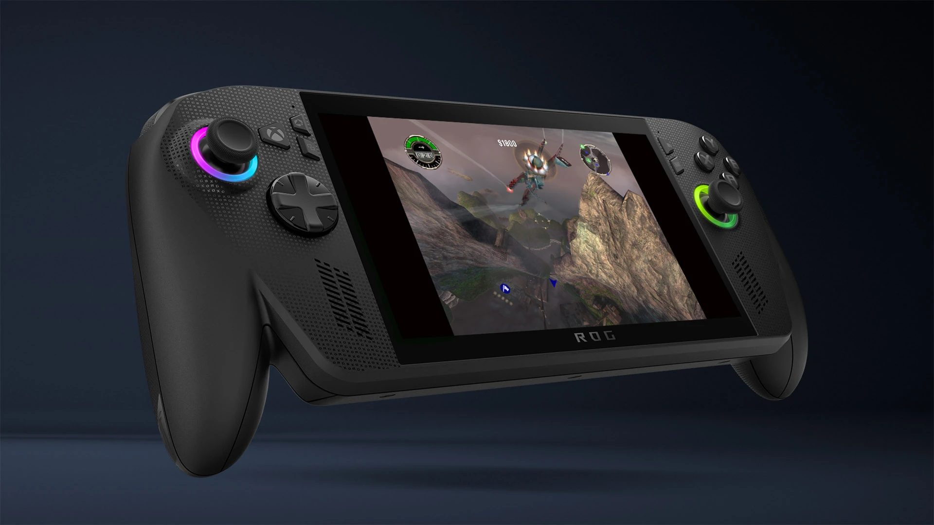 Crimson Skies runs on an ROG Xbox Ally handheld in an official Xbox image.