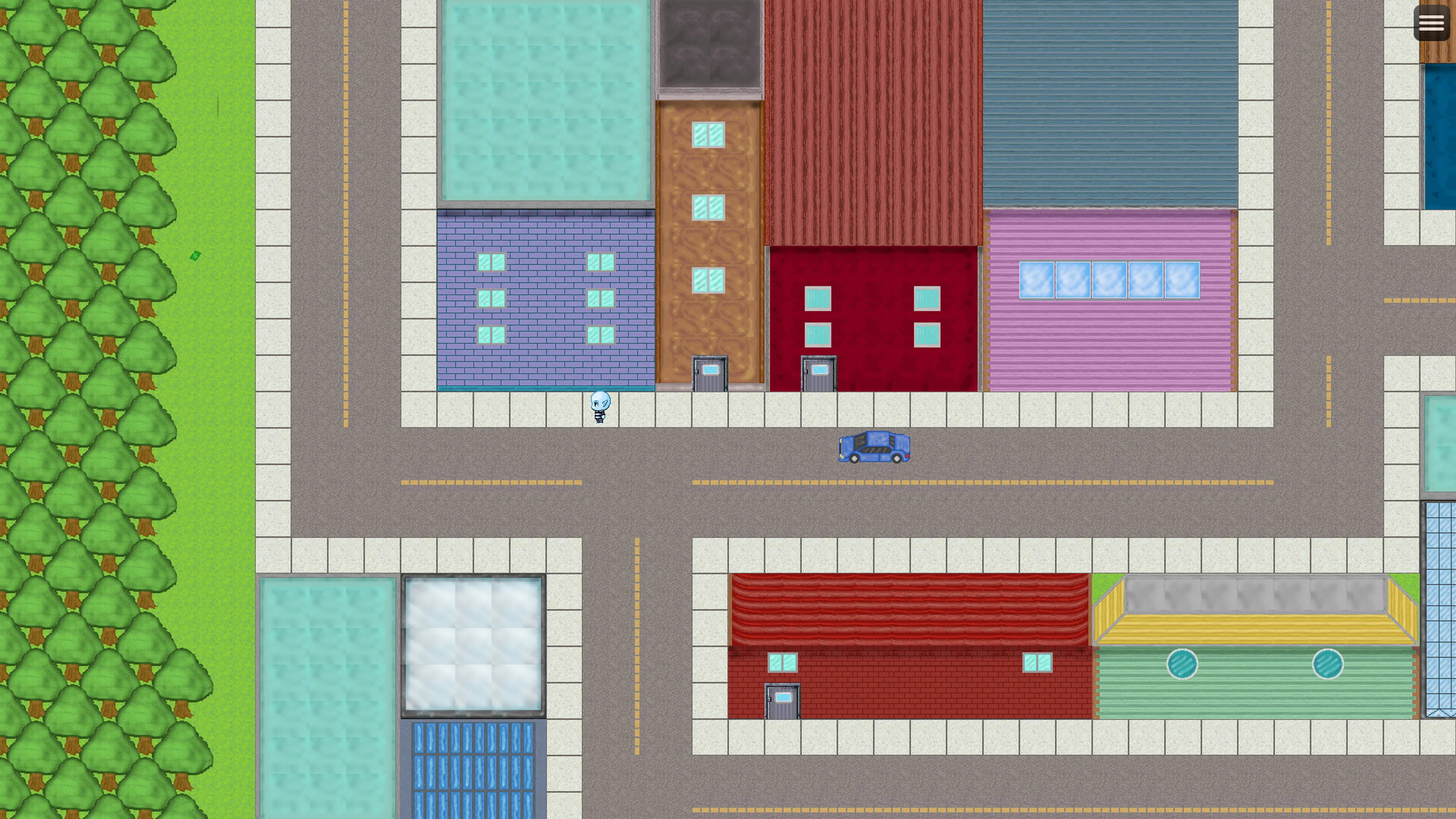 An overhead view of roads and buildings in This Game Costs 200 Dollars