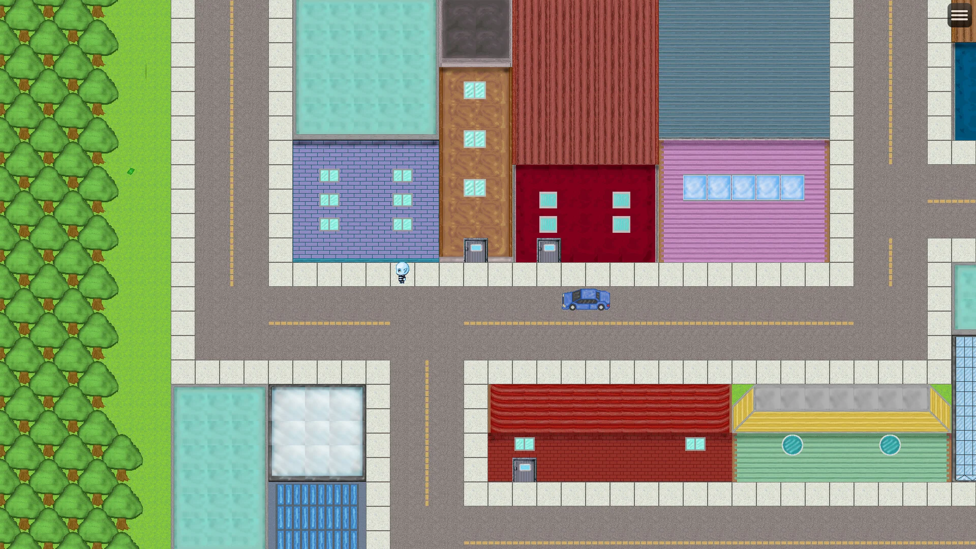 An overhead view of roads and buildings in This Game Costs 200 Dollars