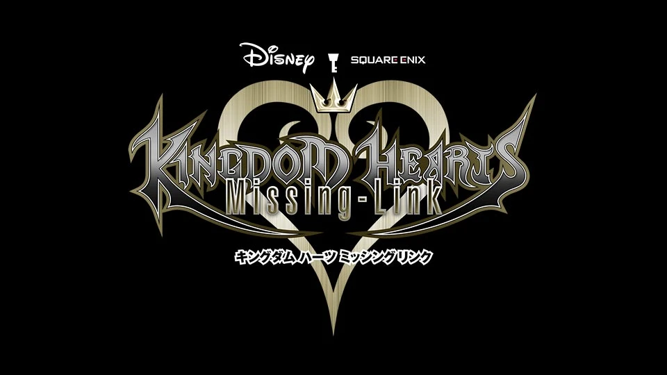 The official Kingdom Hearts Missing-Link logo on a black background.