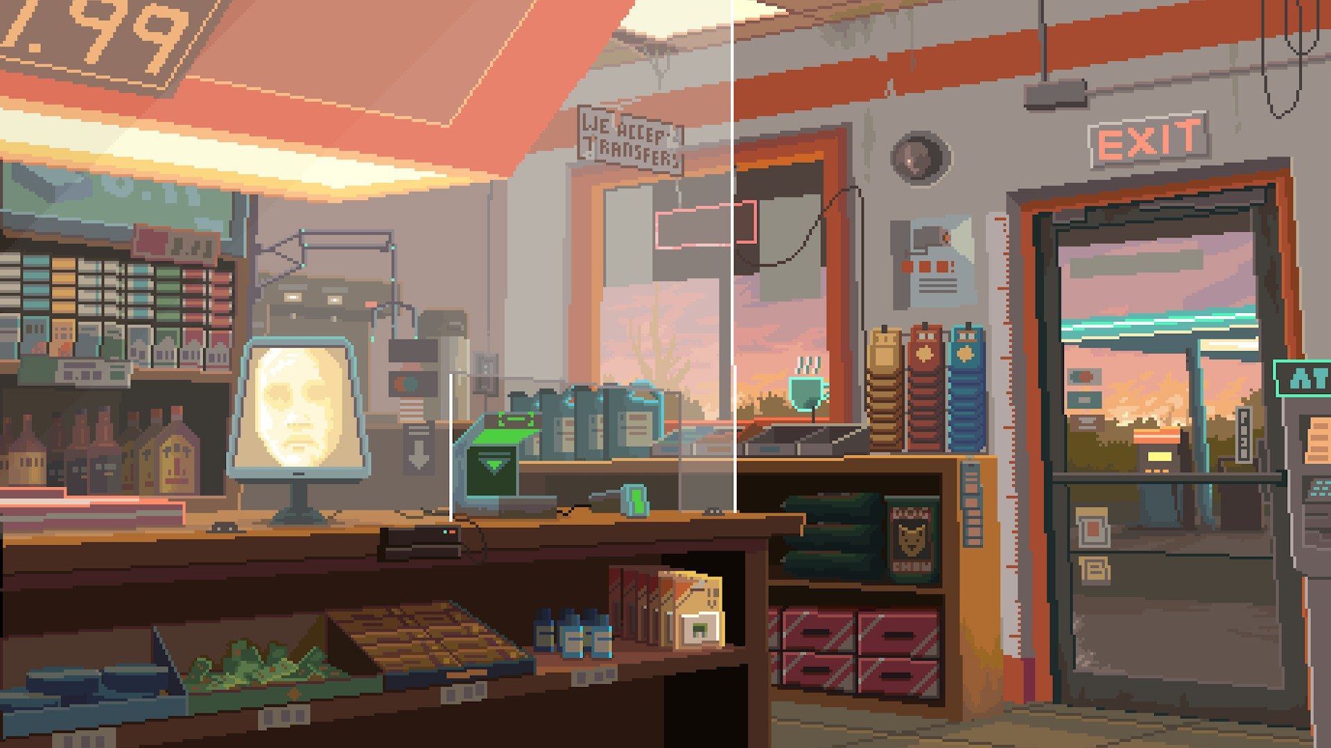 A small shop interior contains objects to inspect.