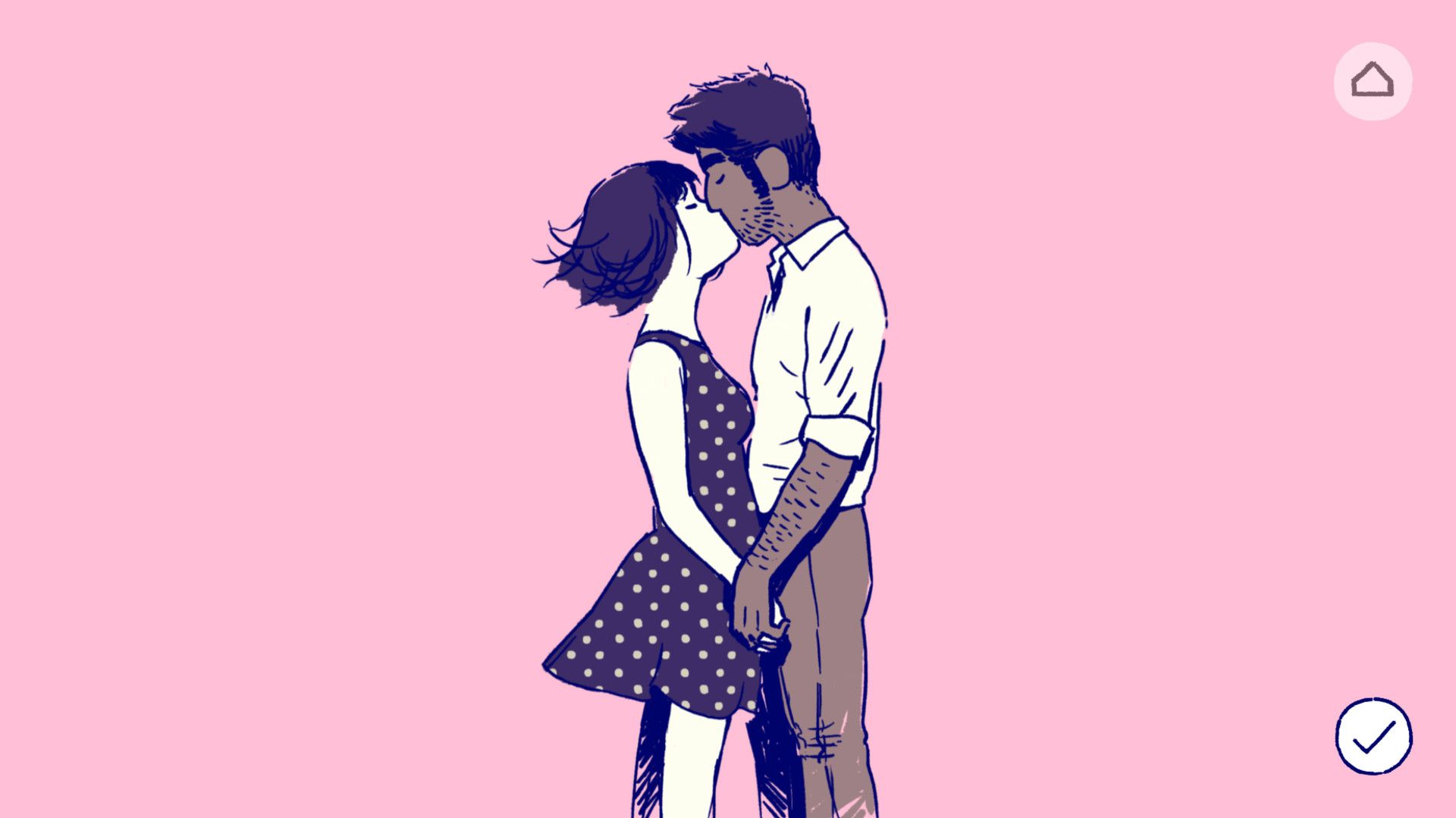Florence and Krish share a quiet kiss in a hand-drawn panel.