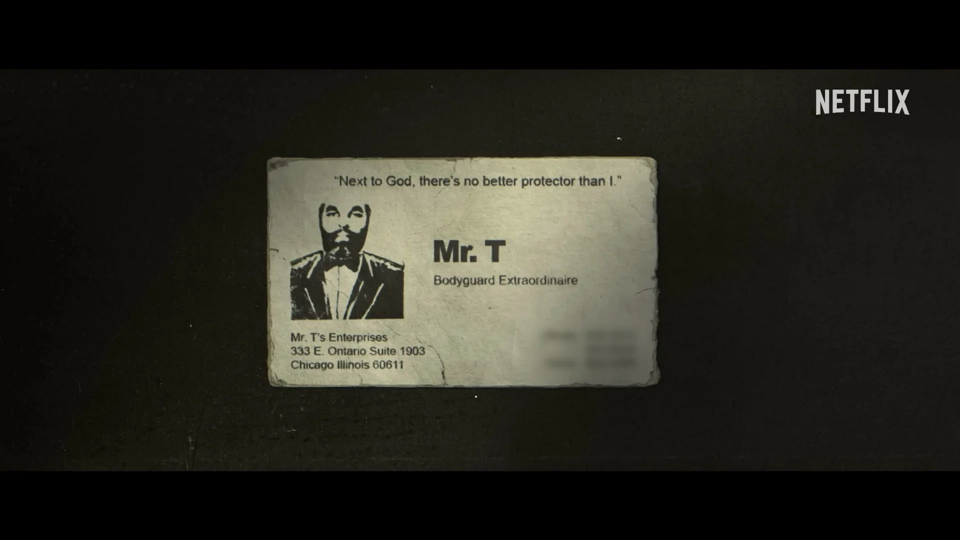 Mr. T’s old bodyguard business card appears in Untold Mr. T: I Pity The Fool.