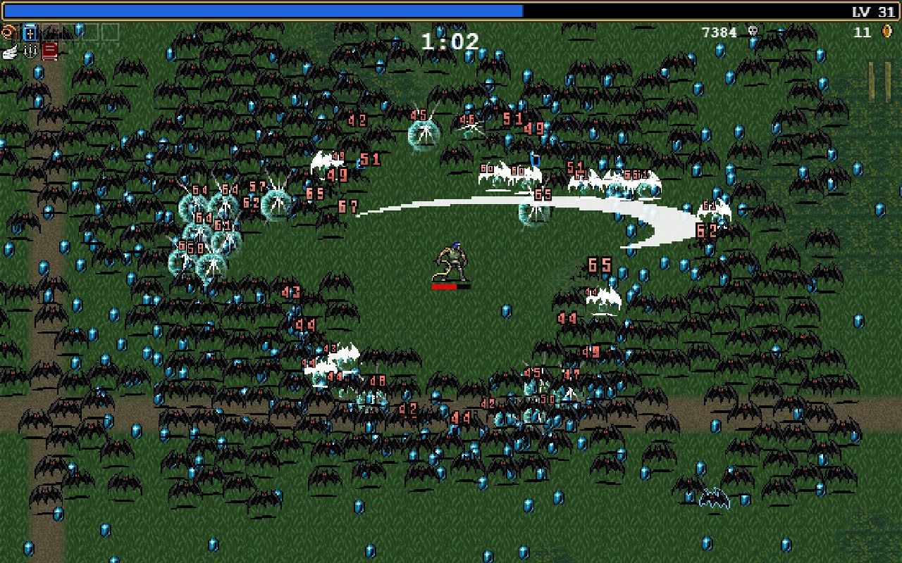 A survivor fights a large crowd on a grassy stage.