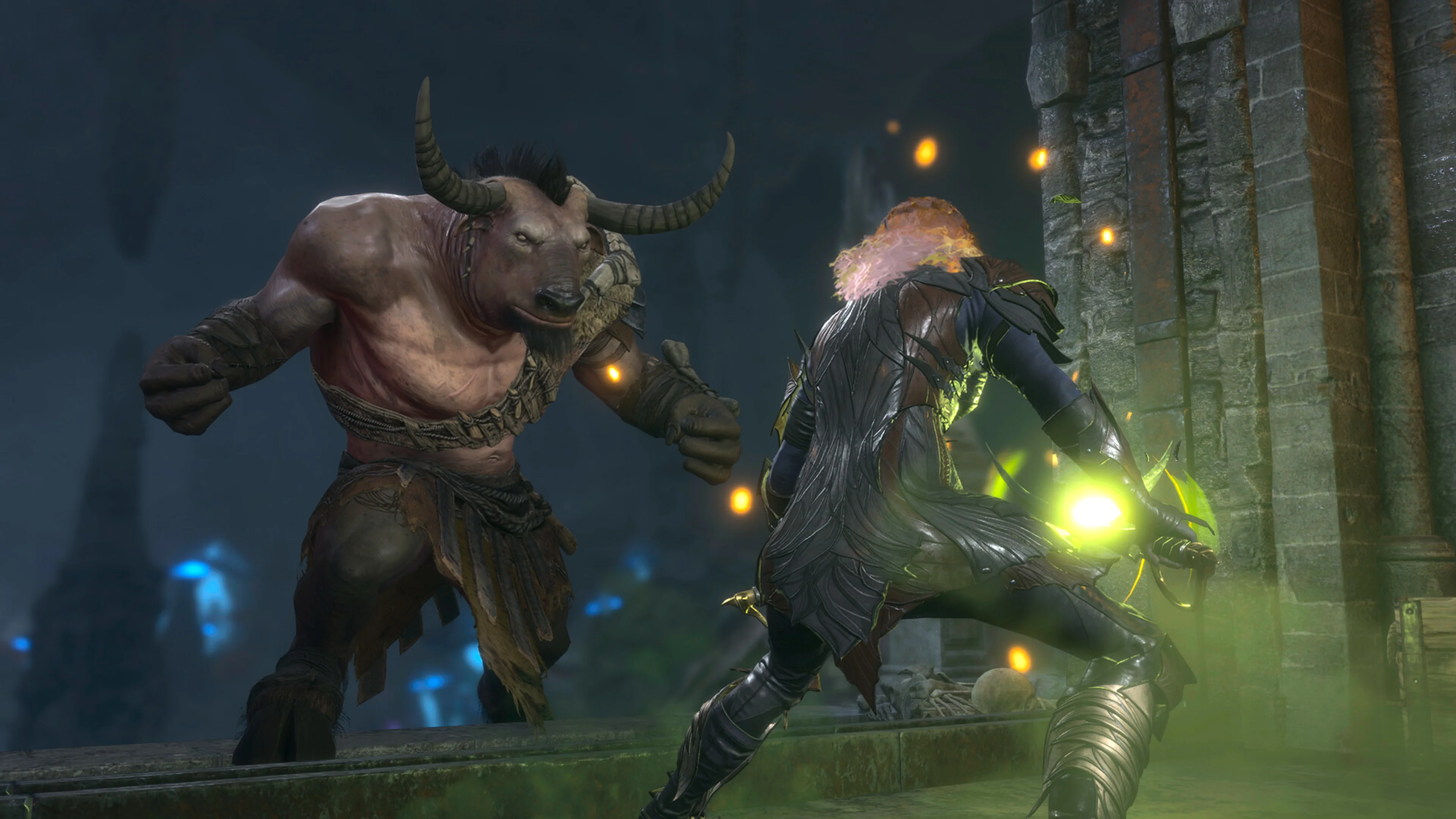 A Baldur's Gate 3 party fighting enemies in a dark combat area.