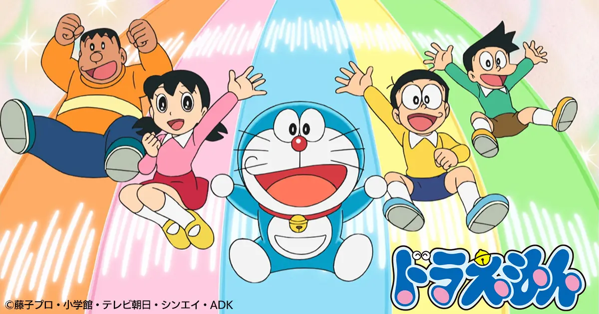 Doraemon and his friends pose together in colorful official artwork for the TV anime.