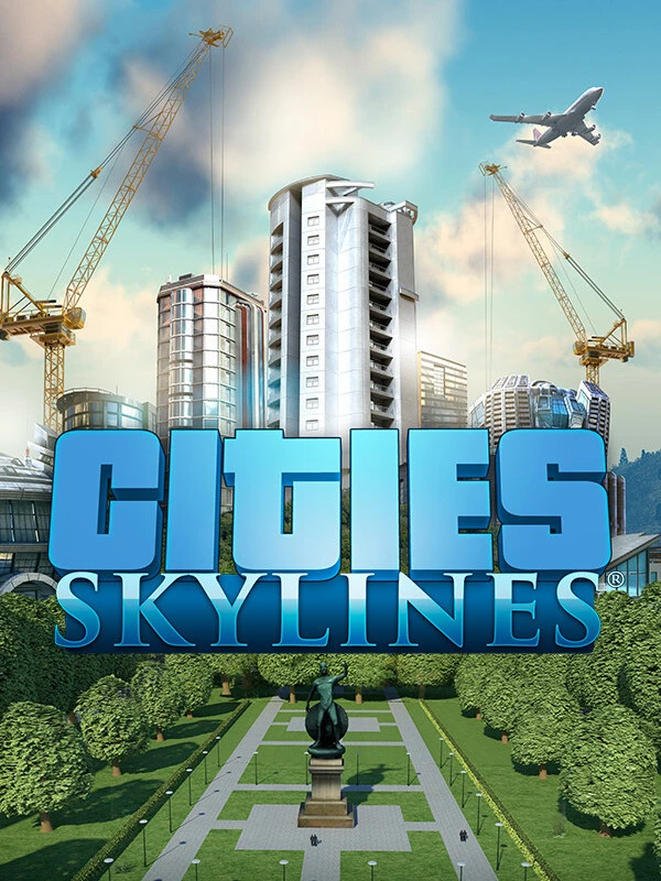 Official Cities: Skylines cover with tall buildings, cranes and the native blue game logo.