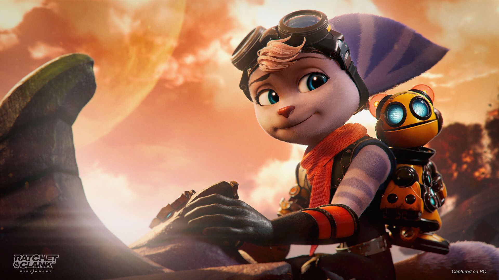 Rivet and her small robot companion show the adventure’s other central team. Official PC image.